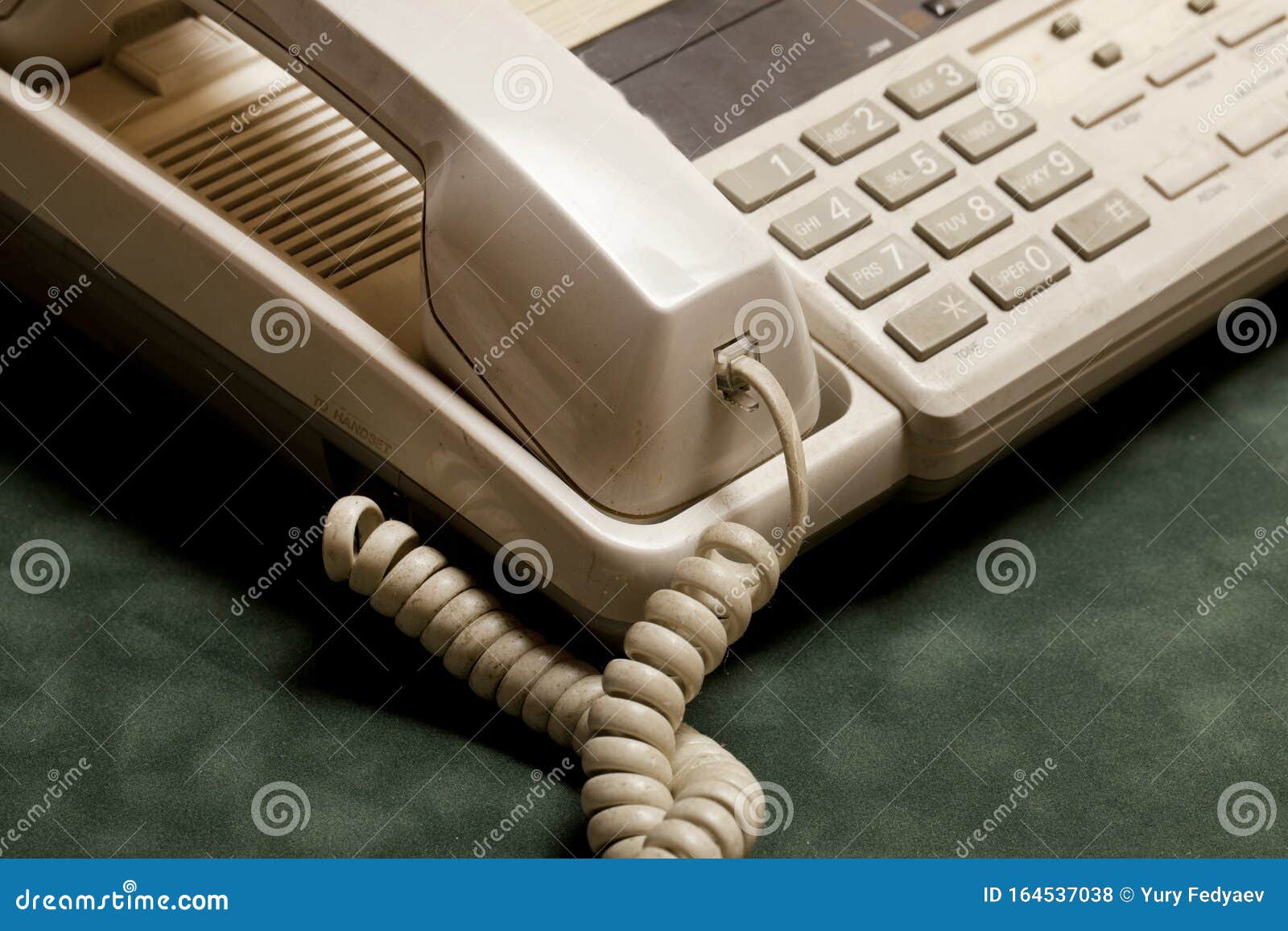 Vintage Phone with Handset and Answering Machine on Green Velvet