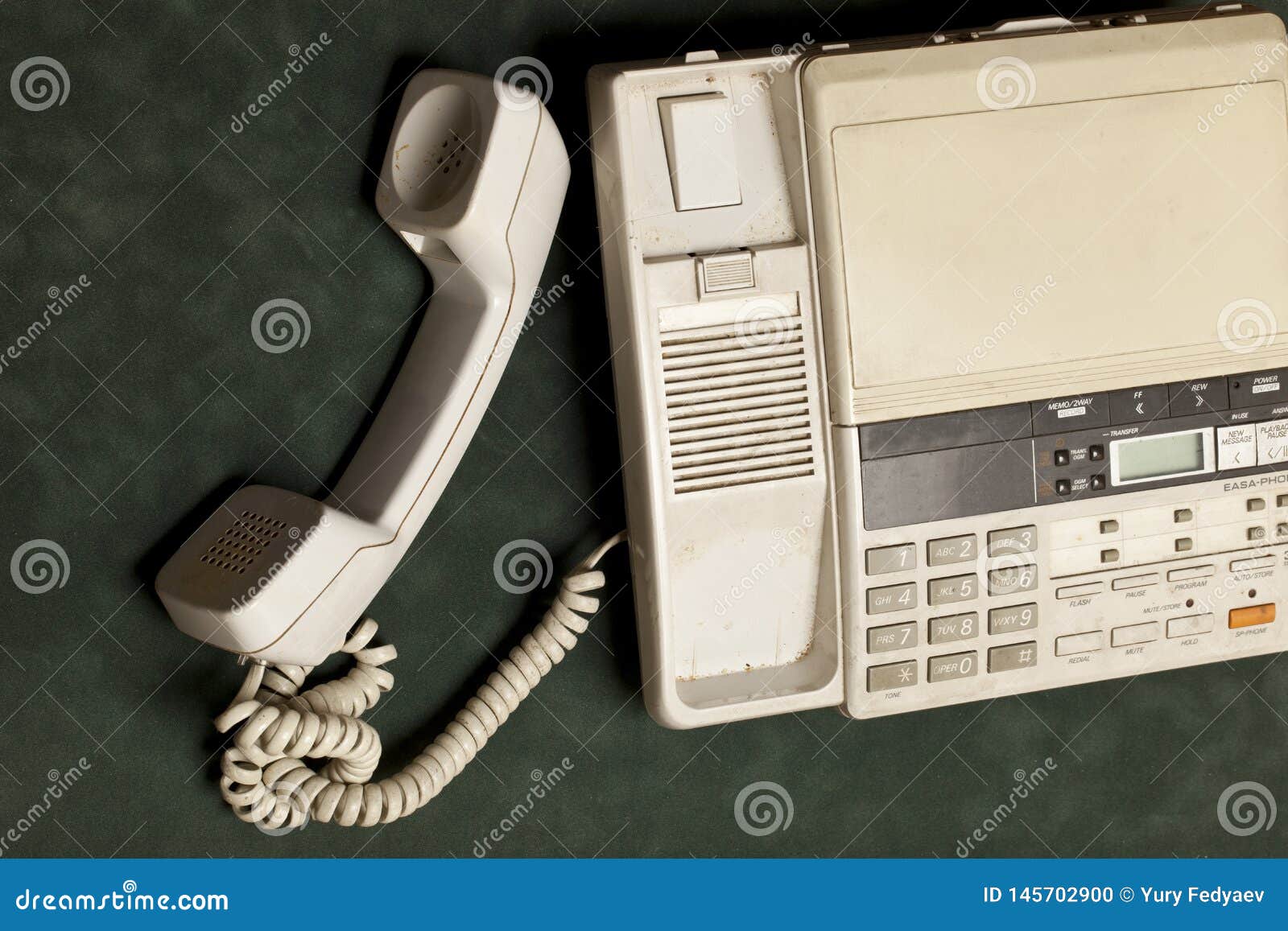 Vintage Phone with Handset and Answering Machine Stock Photo