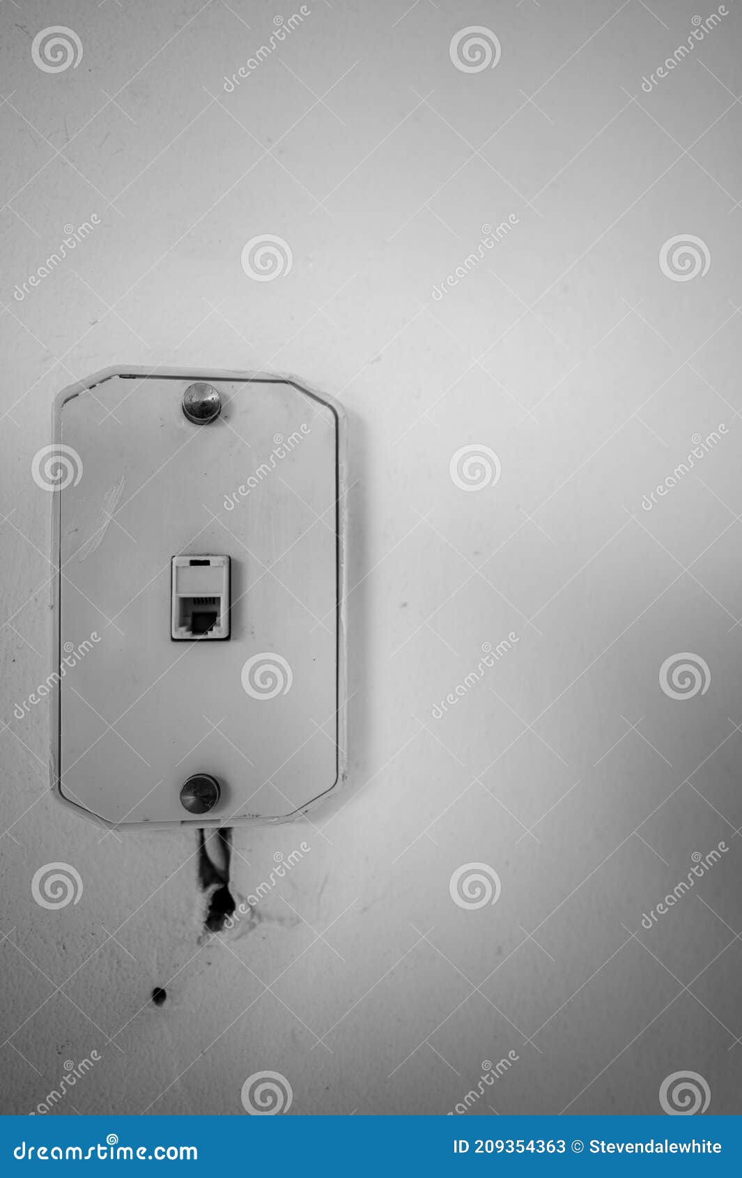 Vintage Phone Jack Wall Mount on a White Wall Stock Image Image of