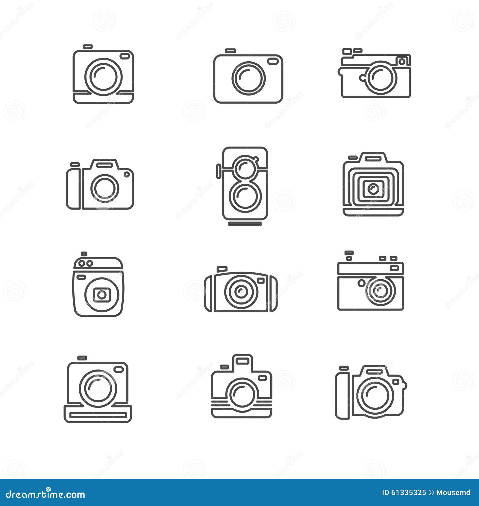 Vintage Photo Camera Icon Line Art. Vector Stock Vector Illustration