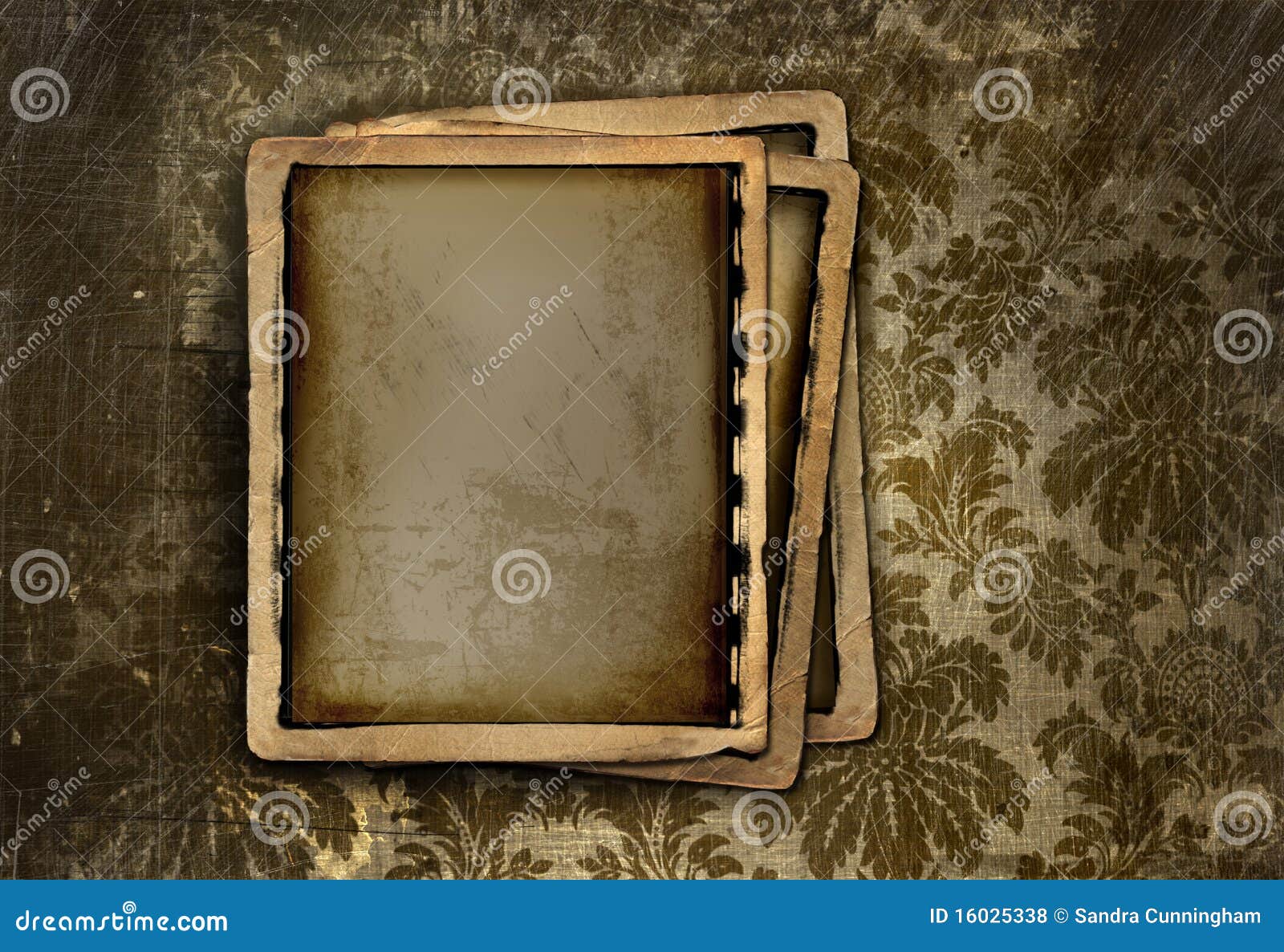 Vintage Photo Frame On Transparent Background. Retro Old Paper Picture