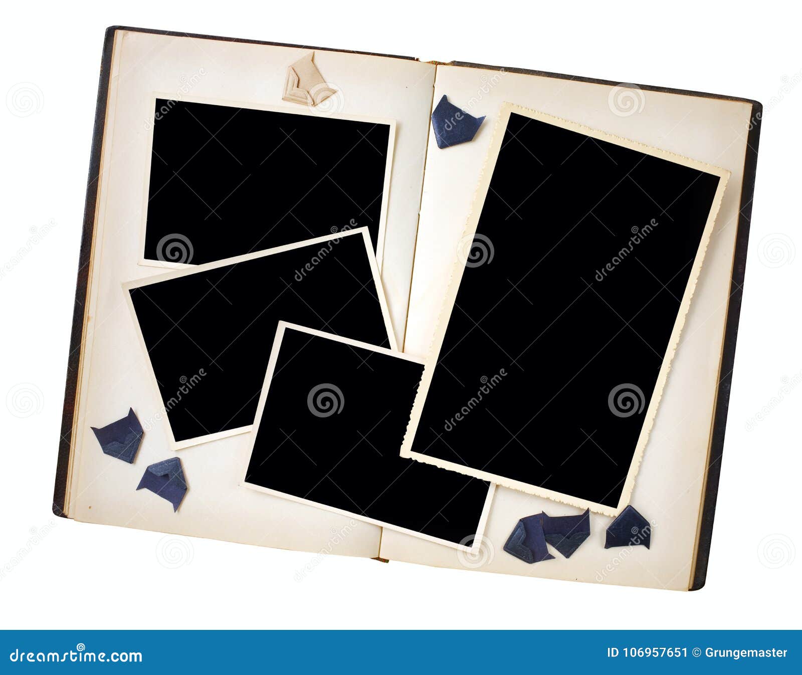 Vintage Photo Frames in a Book with Photo Corners, Free Copy Spa Stock Image Image of instant