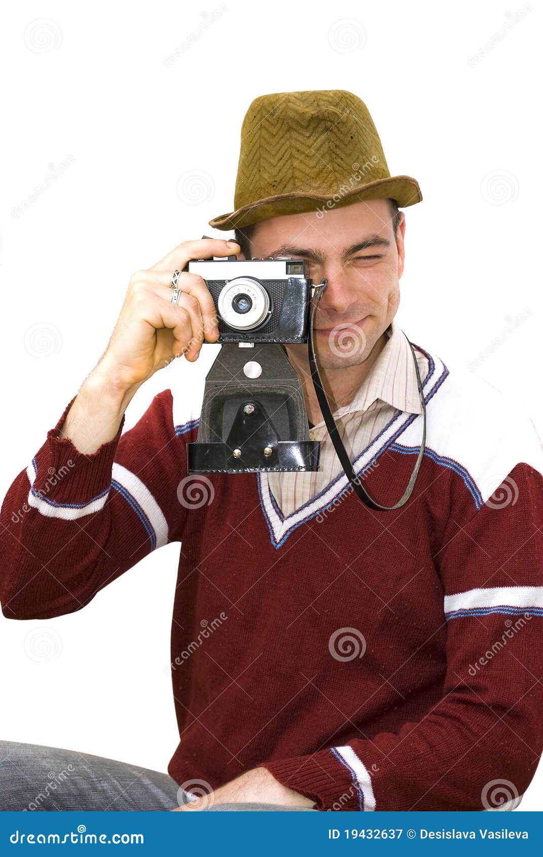 Vintage Photographer At Beach RoyaltyFree Stock Photography
