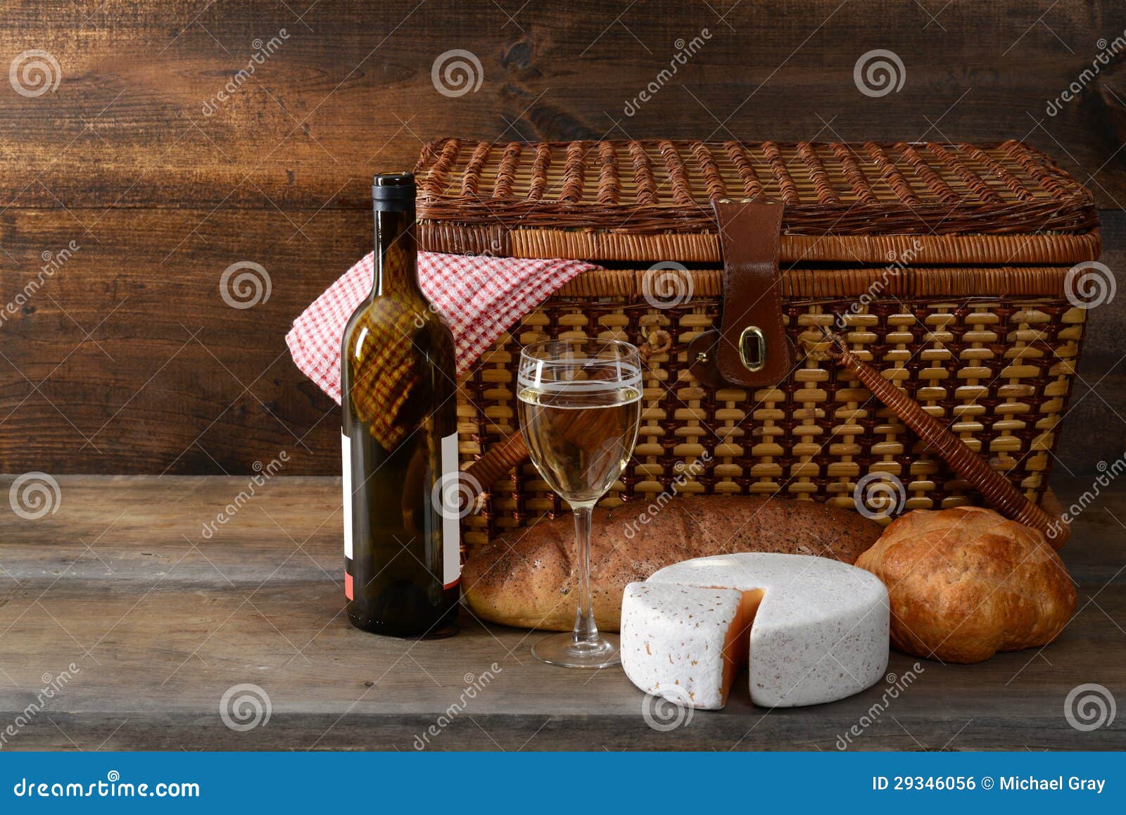 Vintage Picnic Basket with Wine Stock Photo Image of carrier, food 29346056
