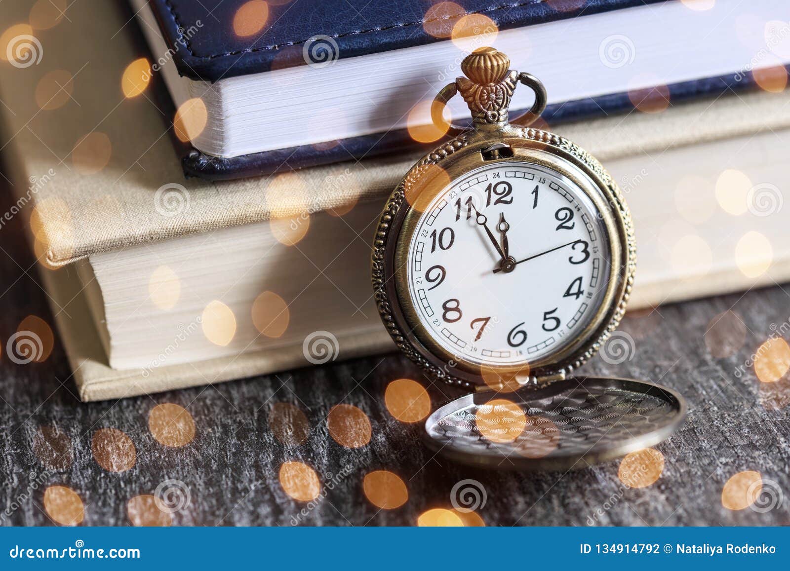 Vintage Pocket Watch with Books Stock Photo Image of life, background