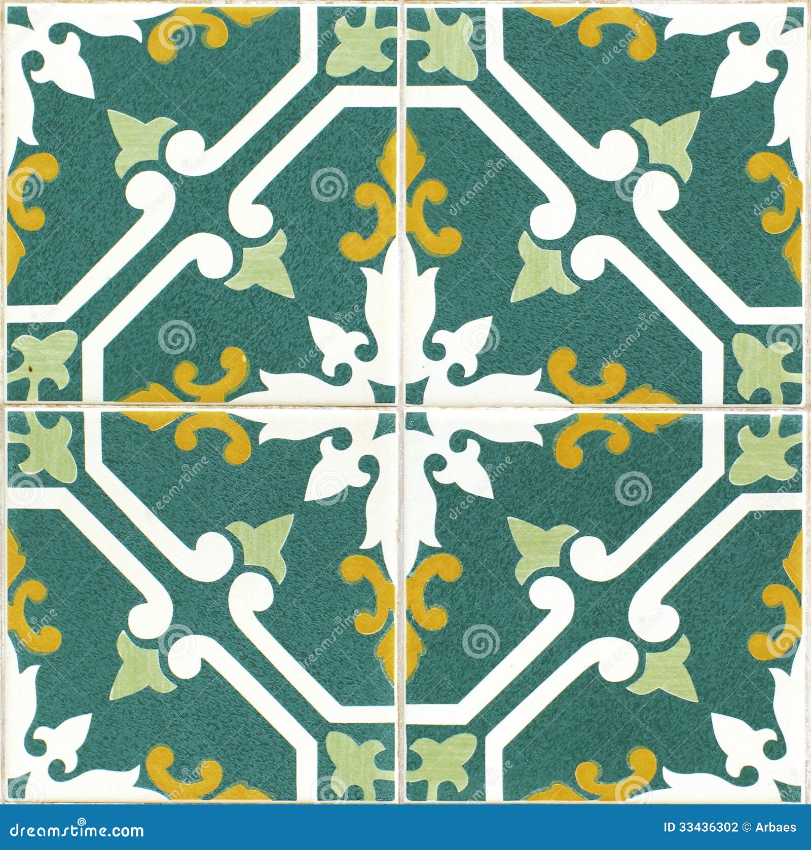 Vintage Portuguese Green Tiles Stock Photo Image of mosaic, chipped