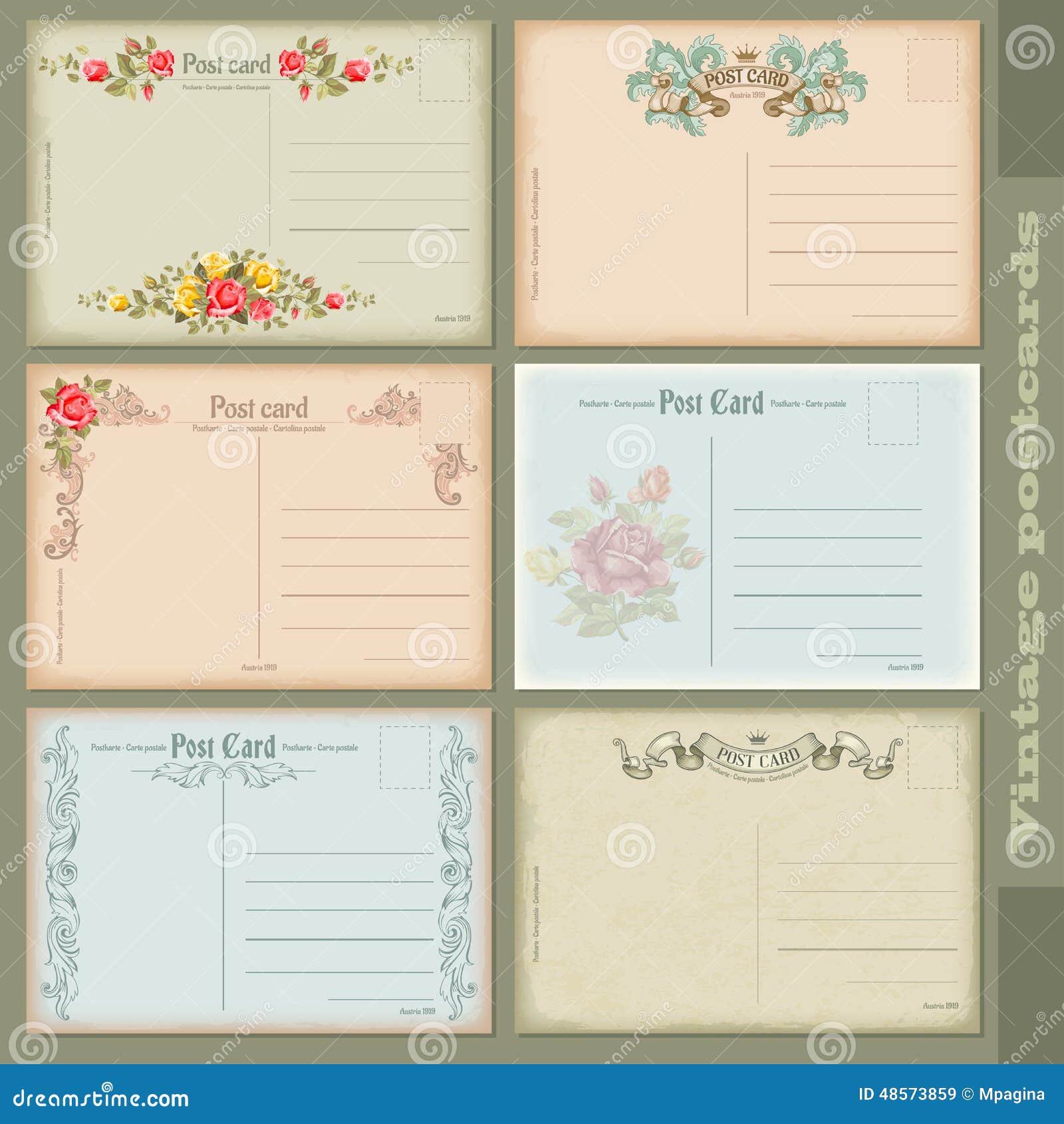 Vintage postcard stock vector. Illustration of floral 48573859