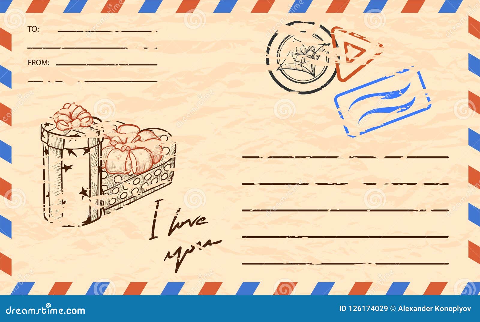 Vintage Postcard Template, with Copy Space for Text Stock Vector With Postcard Address Template