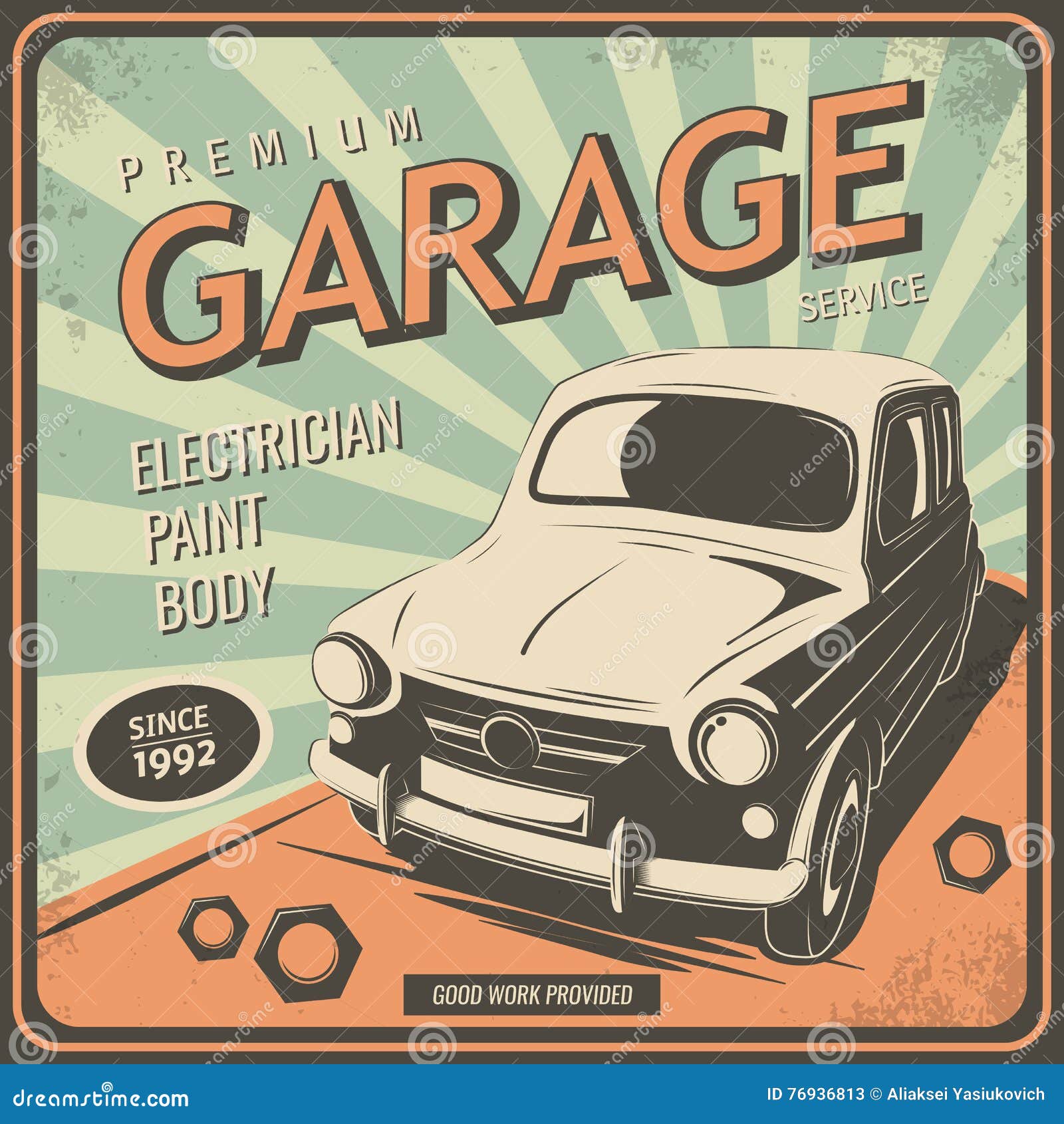 Vintage Poster, Auto Repair. Stock Vector - Illustration of