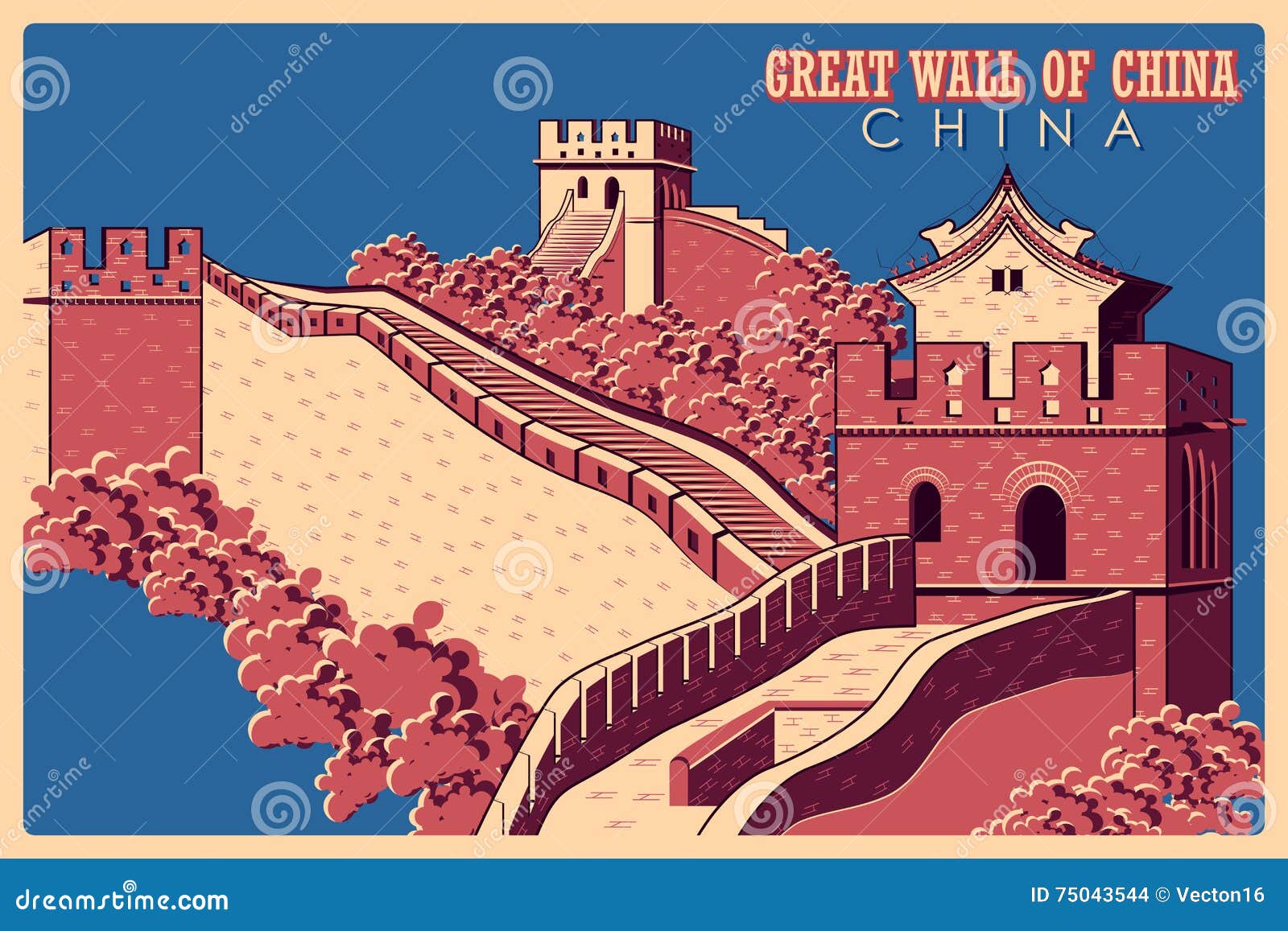 great wall of china illustration