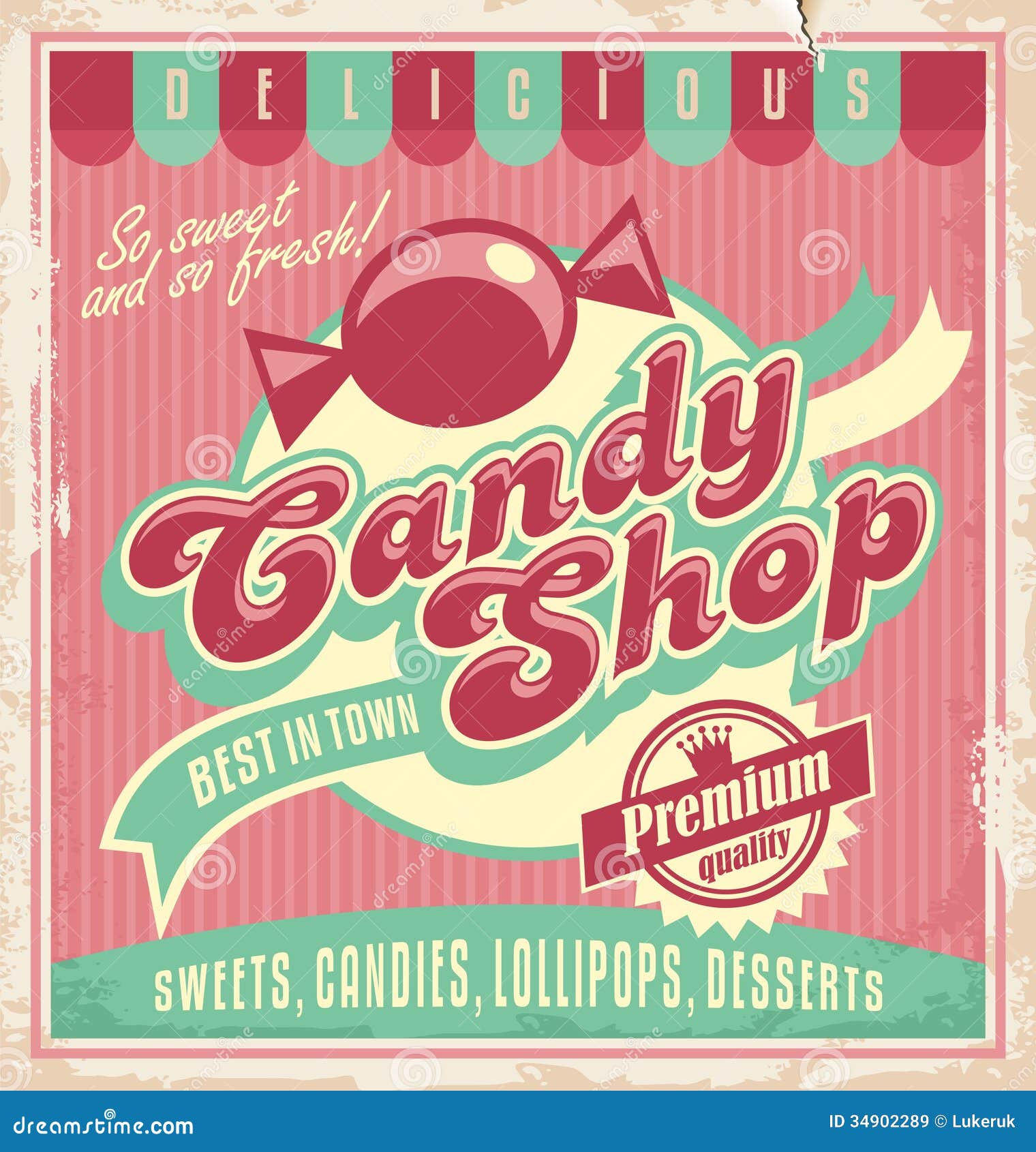vintage poster template for candy shop.