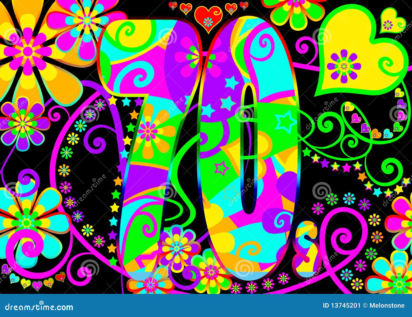 Vintage Psychedelic 70s Party Stock Illustration - Image: 13745201
