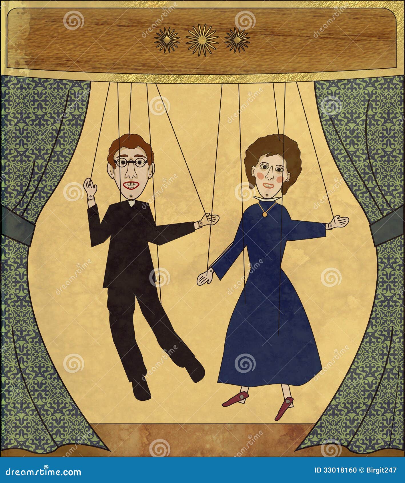 Set Of Puppets, Marionettes And Puppet Masters Vector Illustration ...