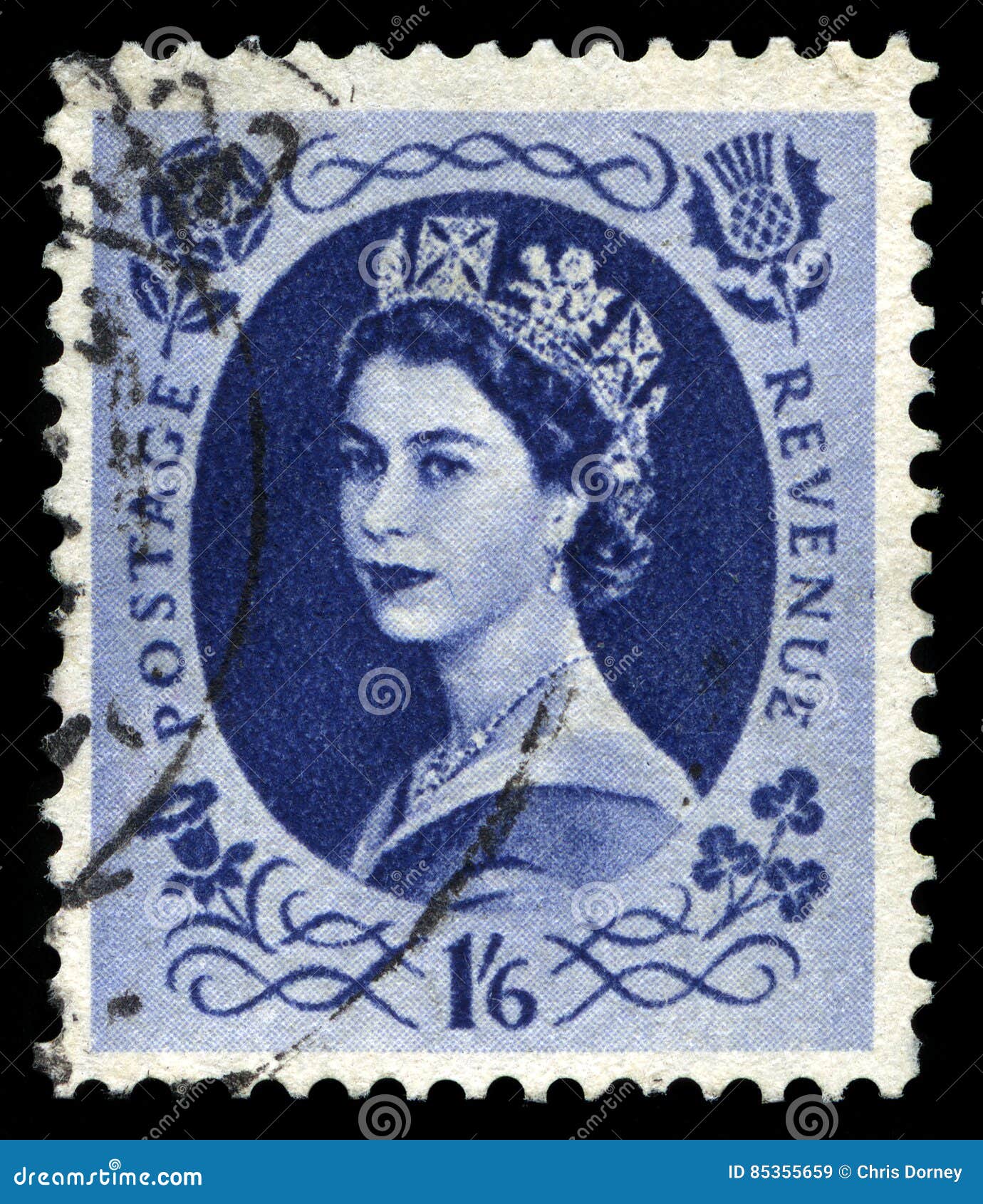 Vintage Queen Elizabeth II Postage Stamp Editorial Stock Image - Image