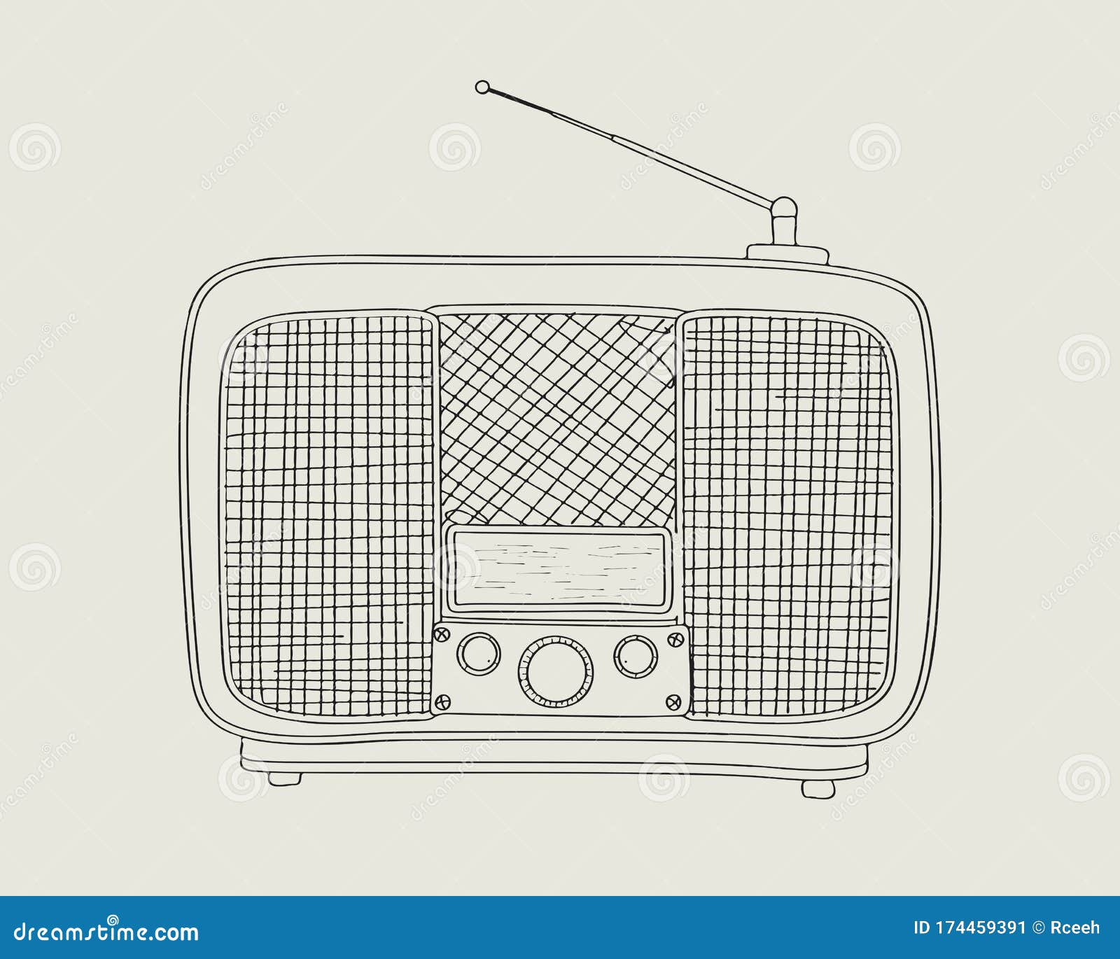 Premium Vector | Sketch of the vintage radio receiver. vektor illustration