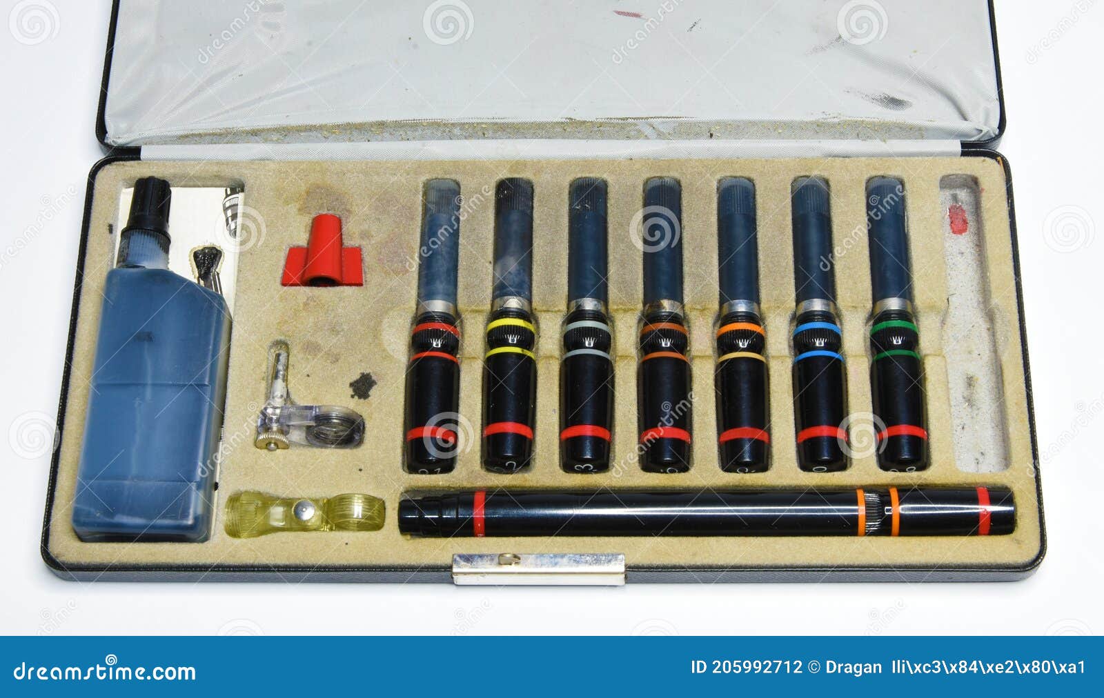 Vintage Rapidograph Pen Technical Drawing Set - Case Stock Photo - Image of  yellow, line: 205992712