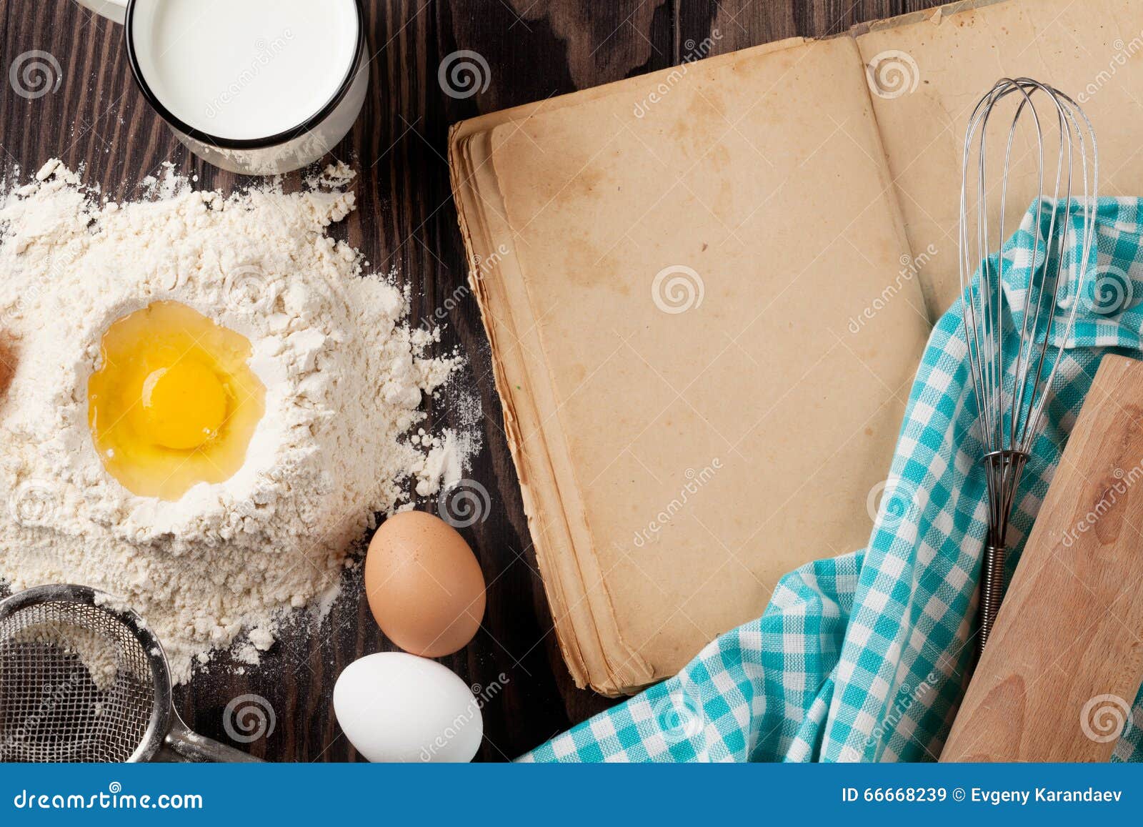 Blank Recipe Book On Wooden Table Stock Photo - Download Image Now