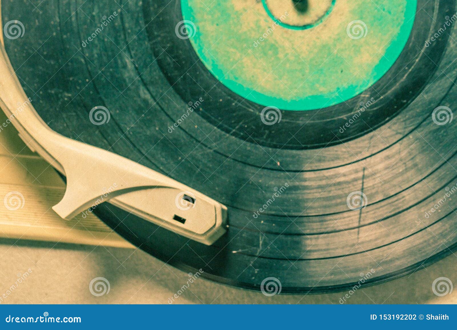 Vintage Record Player with Few Black Vinyl Records Stock Photo Image