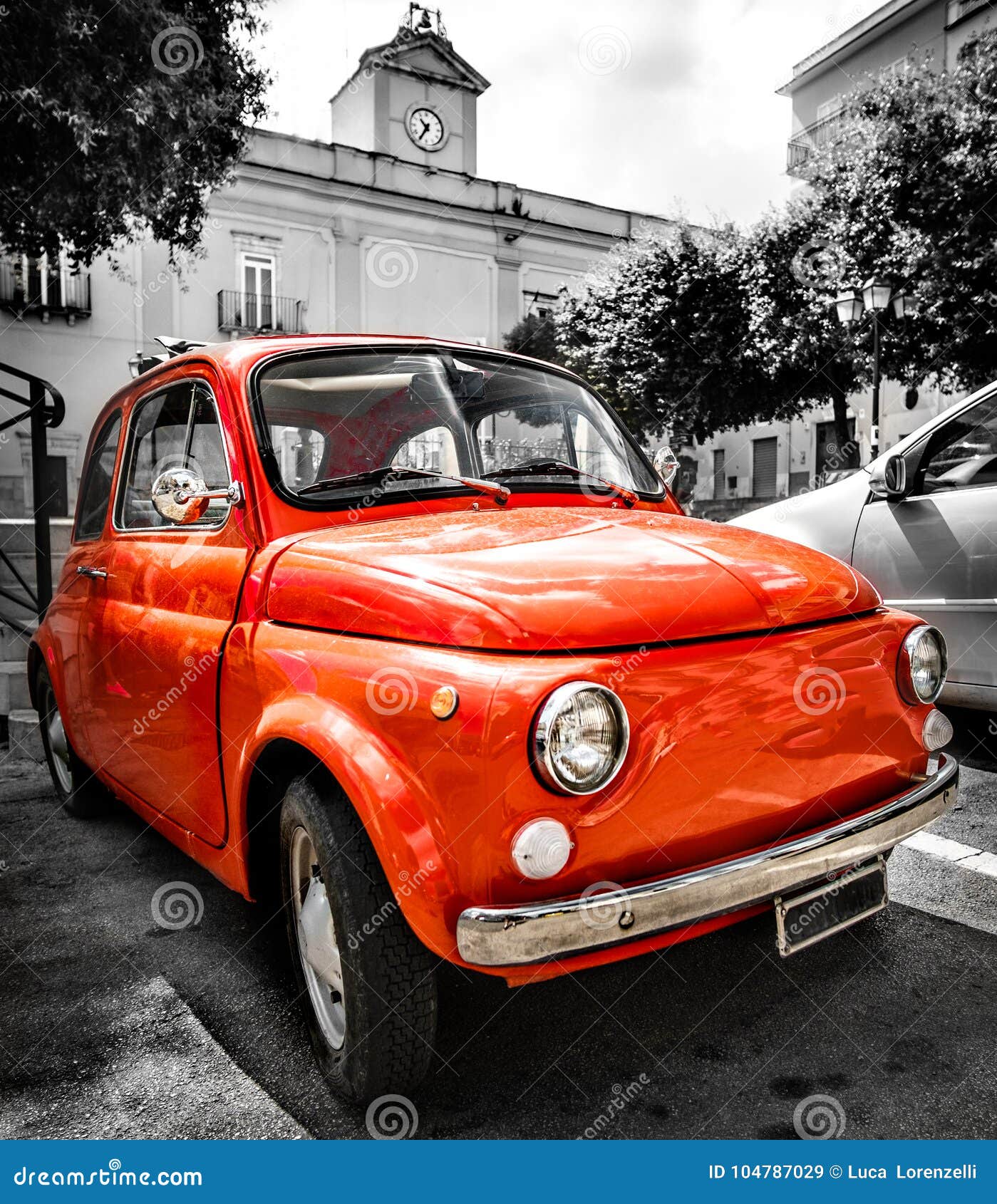 Red Fiat Cinquecento Fiat 500 Along The A - Canvas Artwork