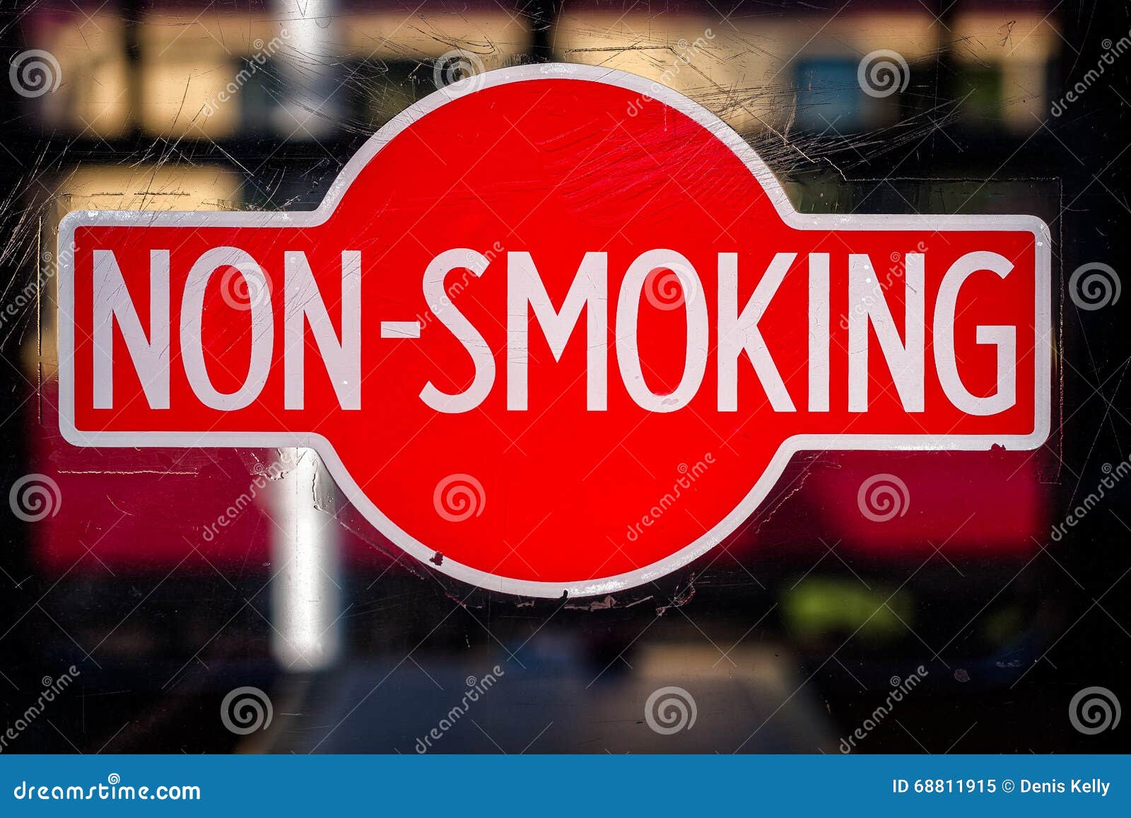 Vintage Red Non Smoking Sign Stock Image - Image of window, information ...