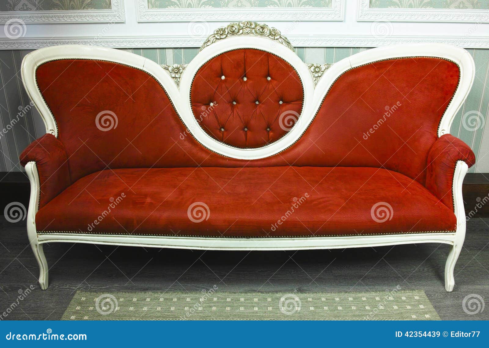 Vintage red sofa stock image. Image of room, showroom 42354439