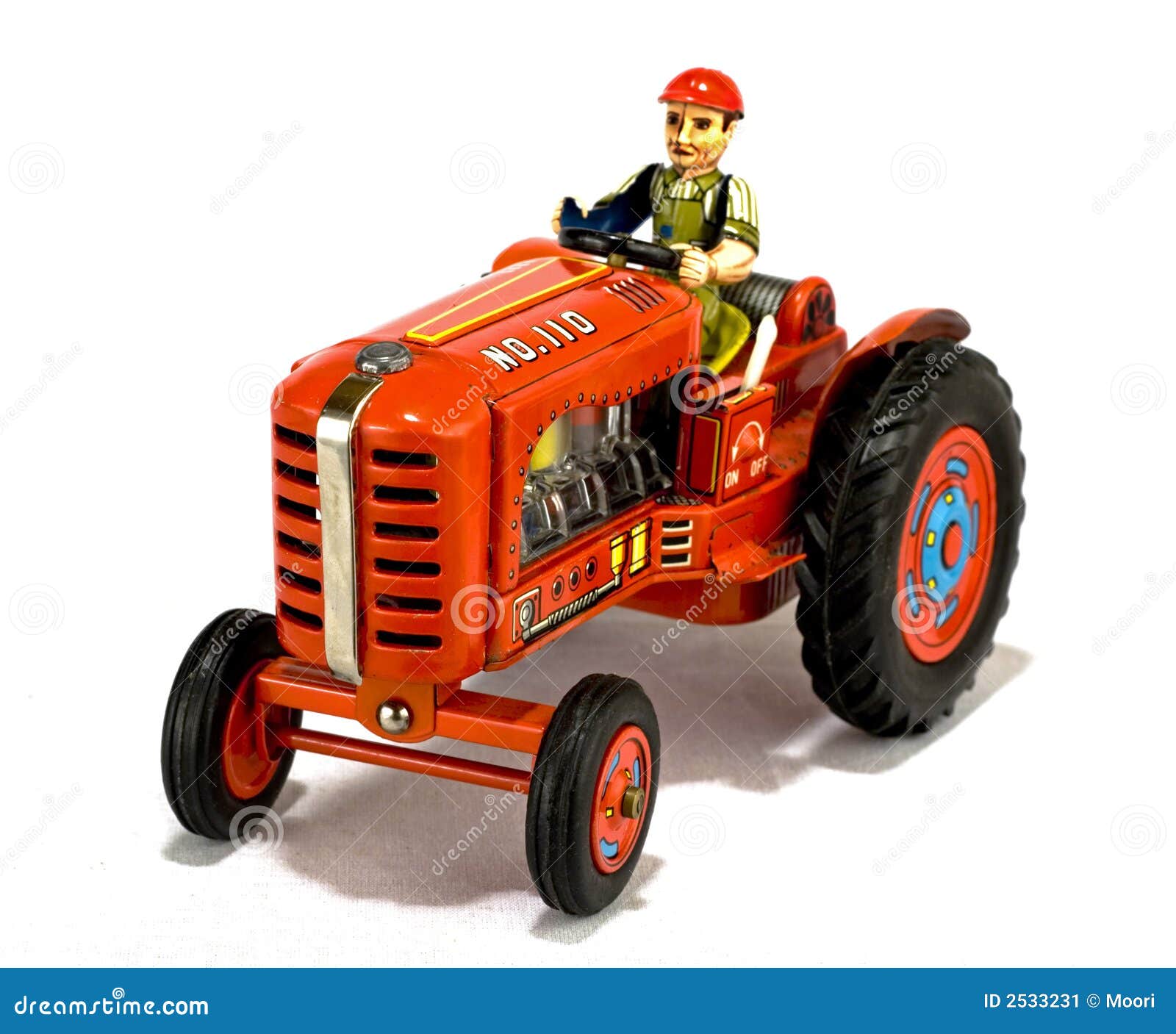 Vintage red tractor toy stock image. Image of transportation 2533231