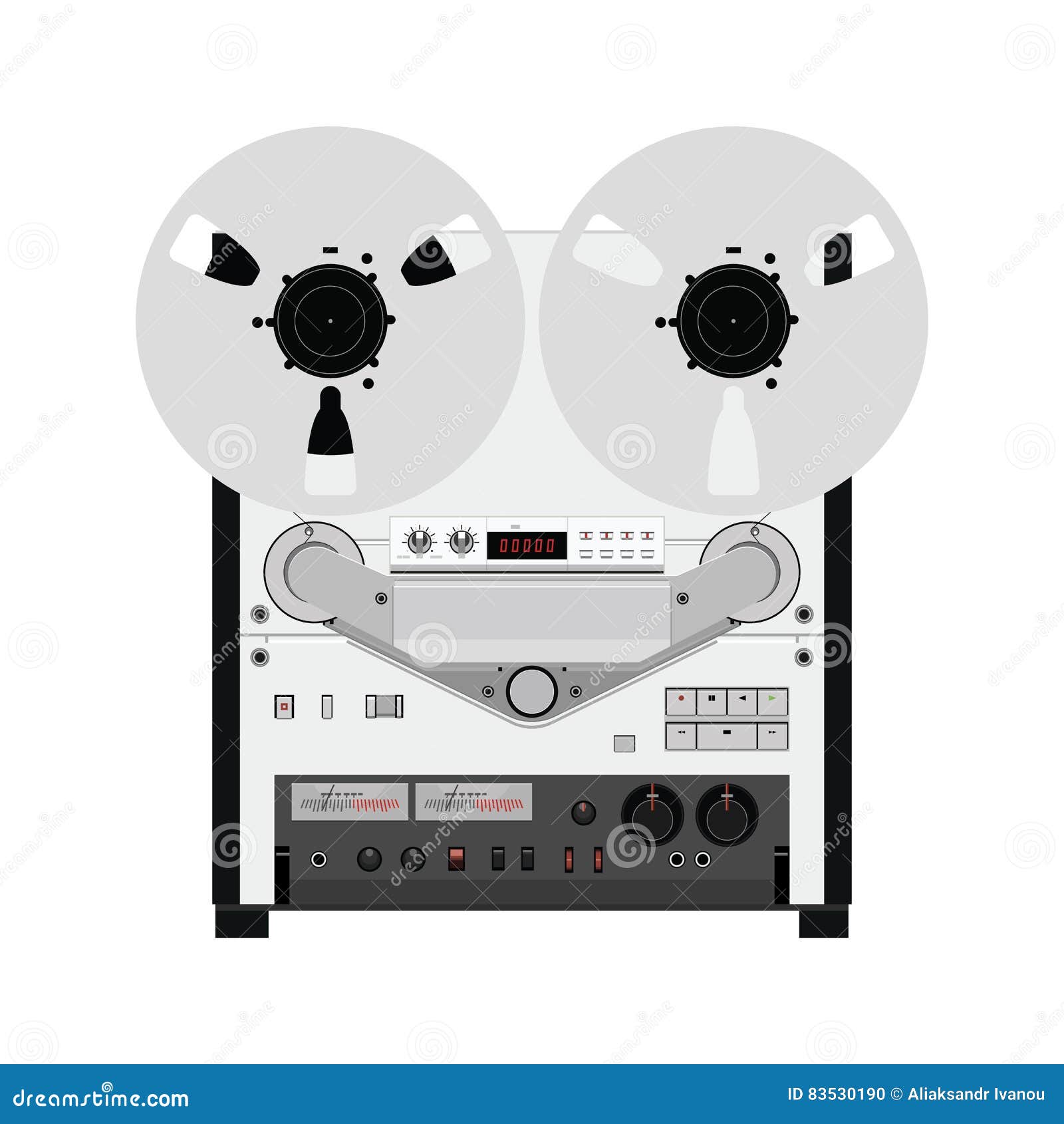 Vintage Reel To Reel Tape Recorder Deck. Retro Technologies Stock Vector -  Illustration of stereo, player: 83530190