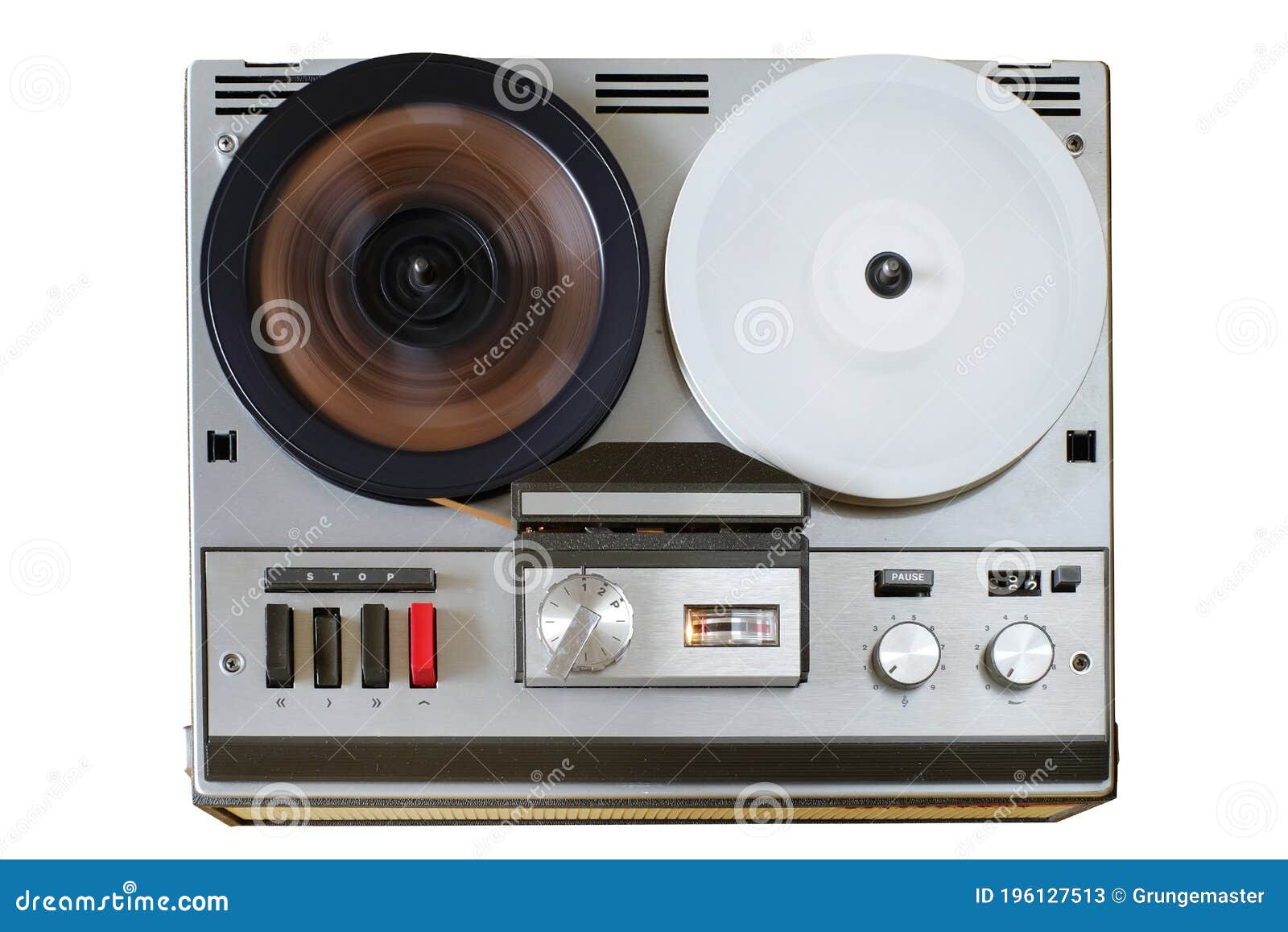 Vintage Reel To Reel Tape Recorder, Open Reel Audio Recorder. Isolated on  White, Nostalgic Stock Image - Image of record, equipment: 196127513