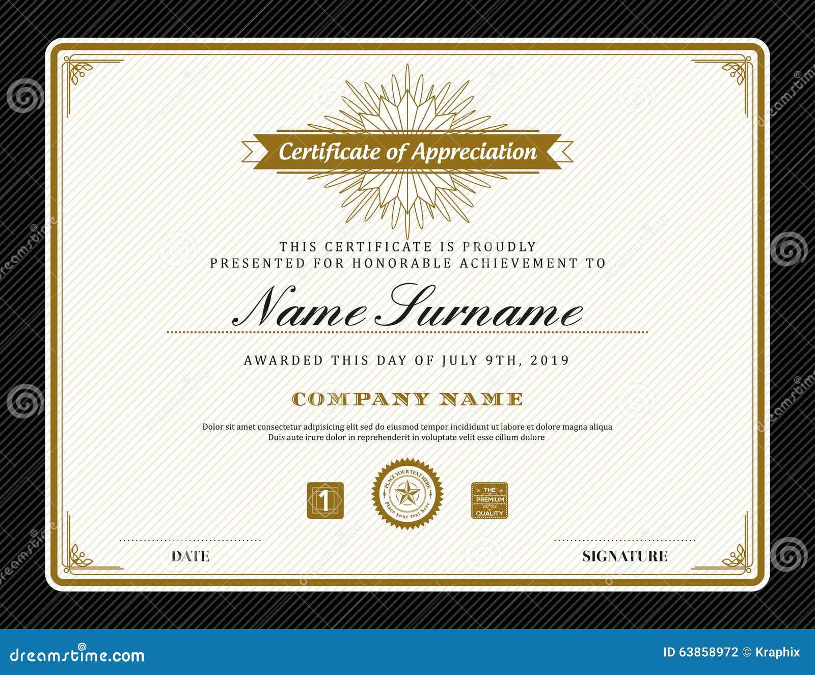 Vintage Retro Art Deco Frame Certificate Background Template Stock Throughout Free Art Certificate Templates