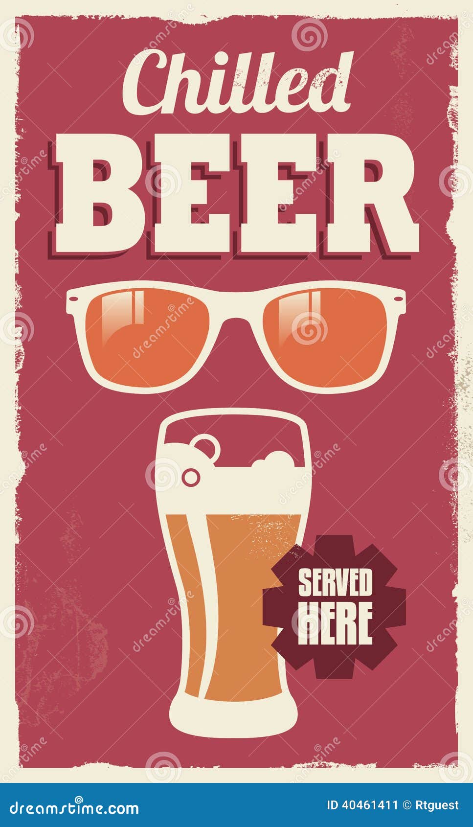 Vintage retro beer sign - vector poster design with removable texture