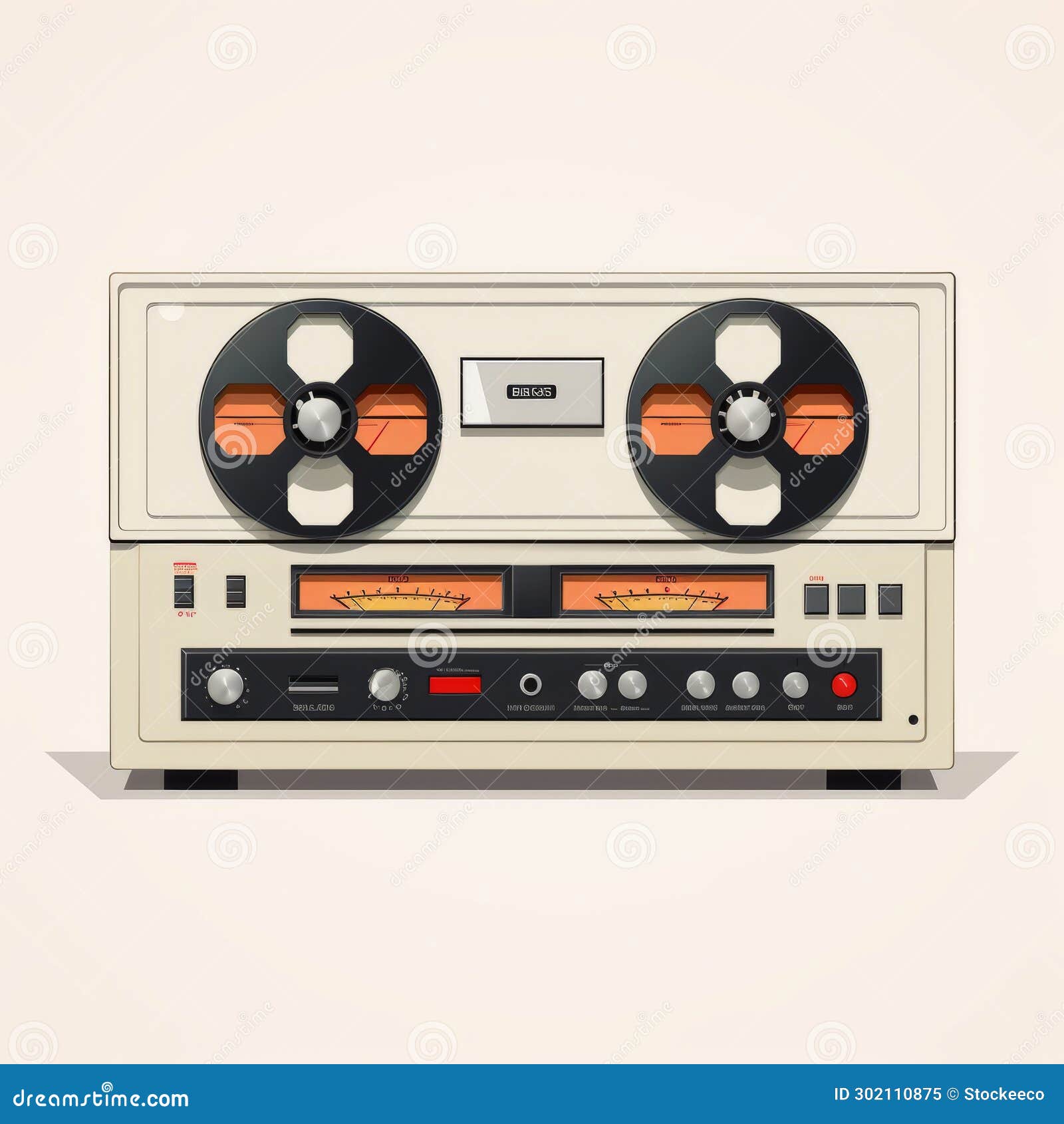 vintage retro cassette recorder on white background