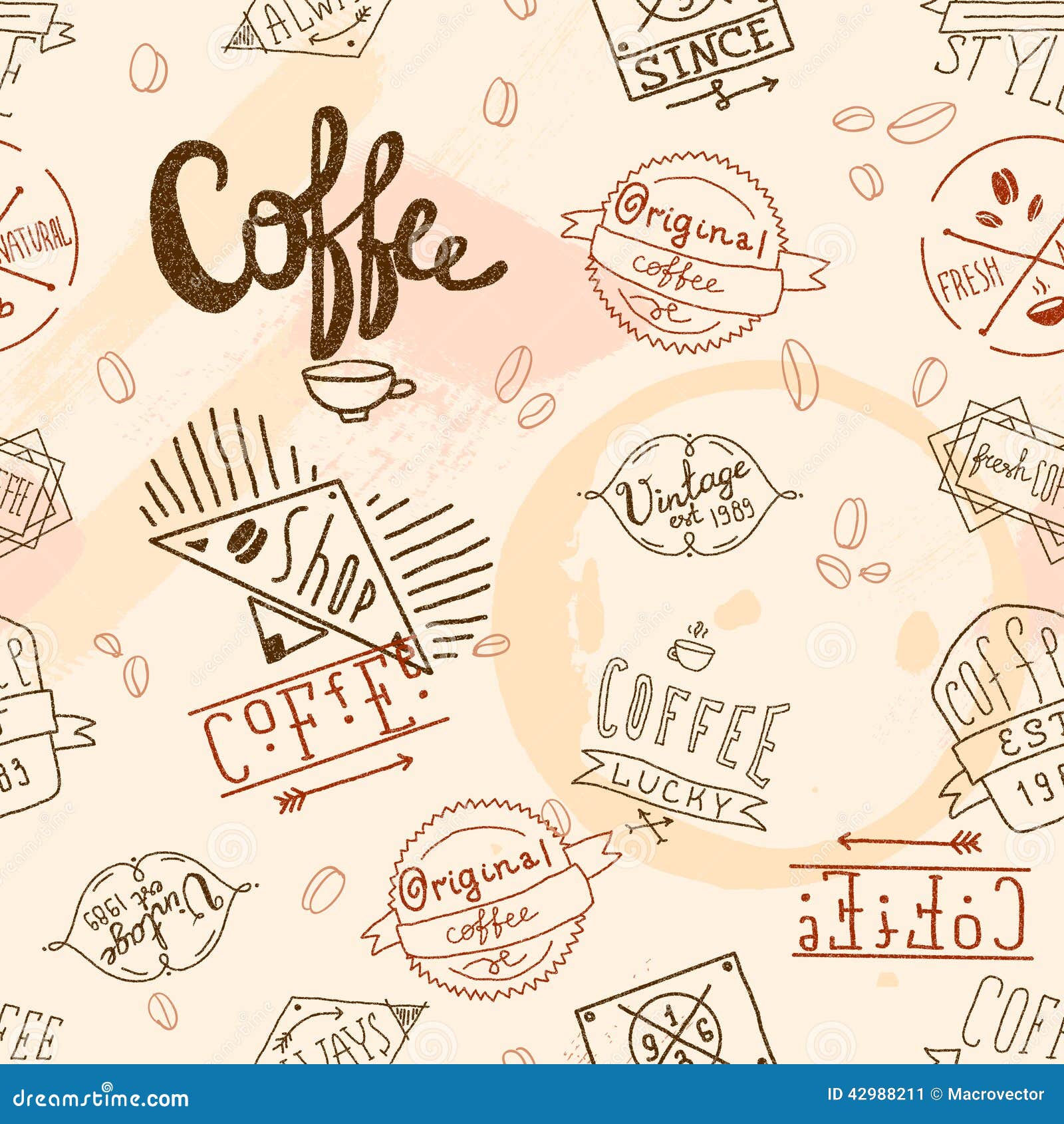 Vintage Retro Coffee Seamless Stock Vector Illustration 