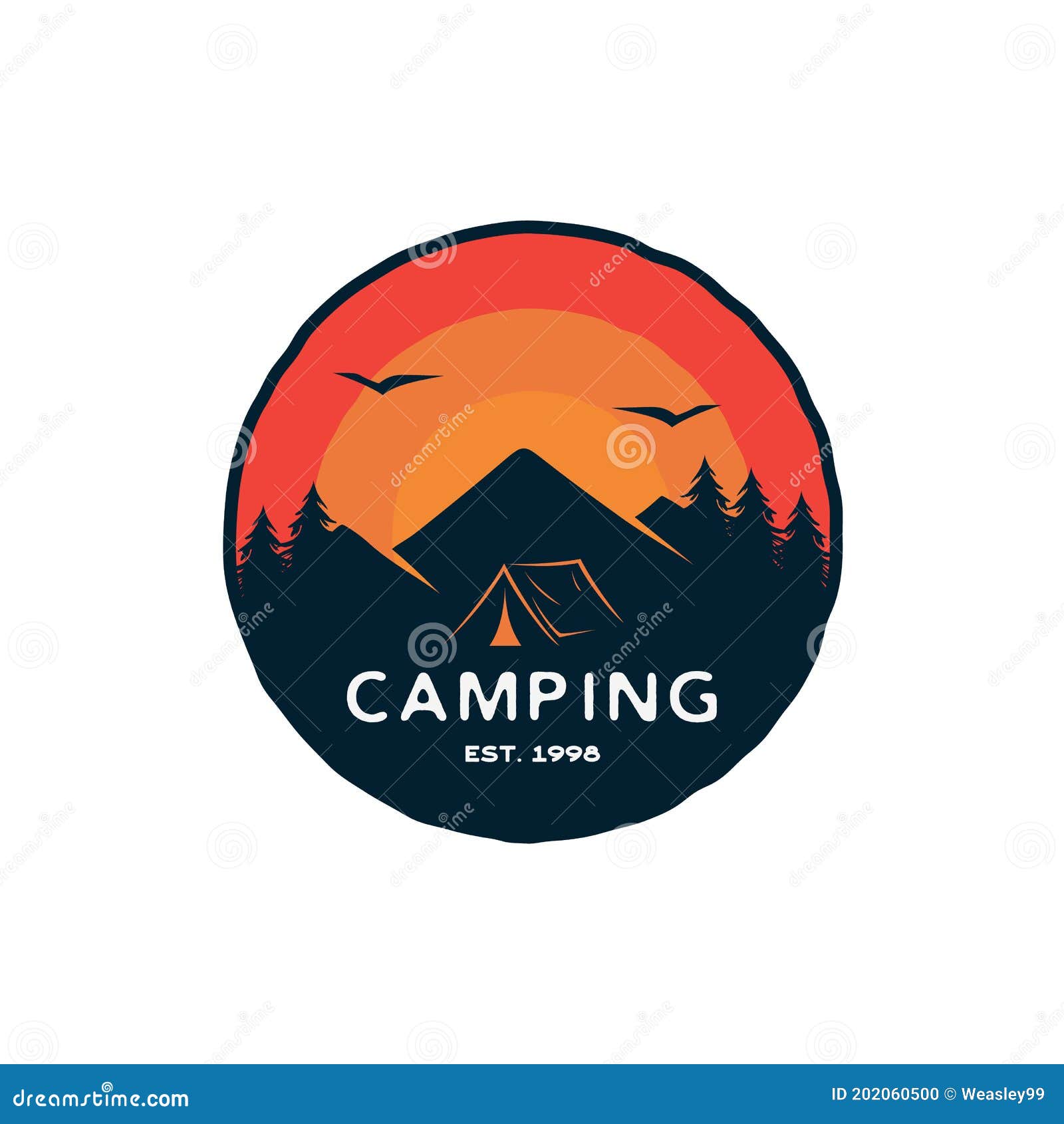 Forest Camping Logo Emblem Badge Summer Camping Vector Illustration ...