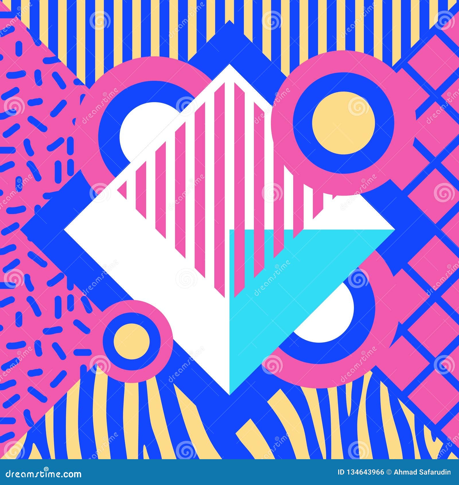 Vintage Retro Geometric Pattern Background With 90s Memphis