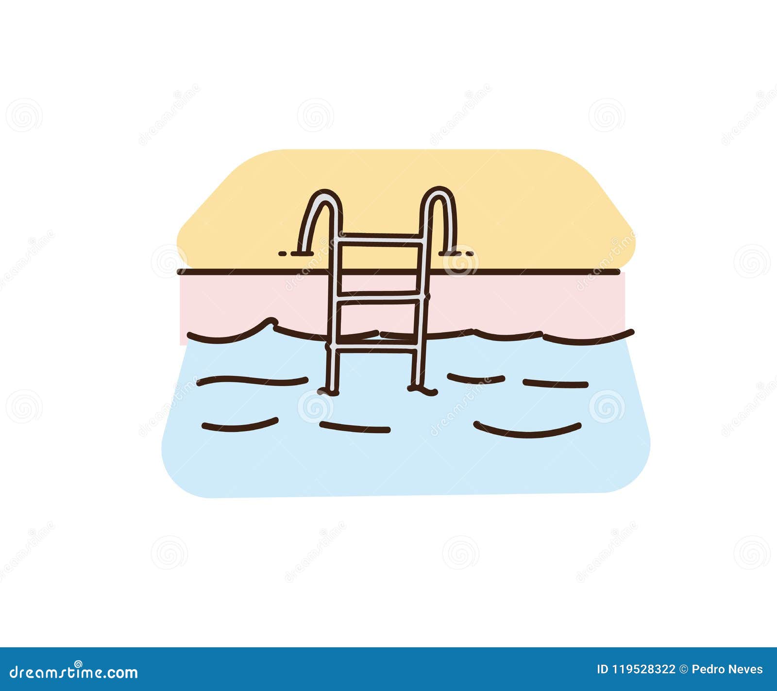 vintage retro hand drawn pool illustration with outlines vector art