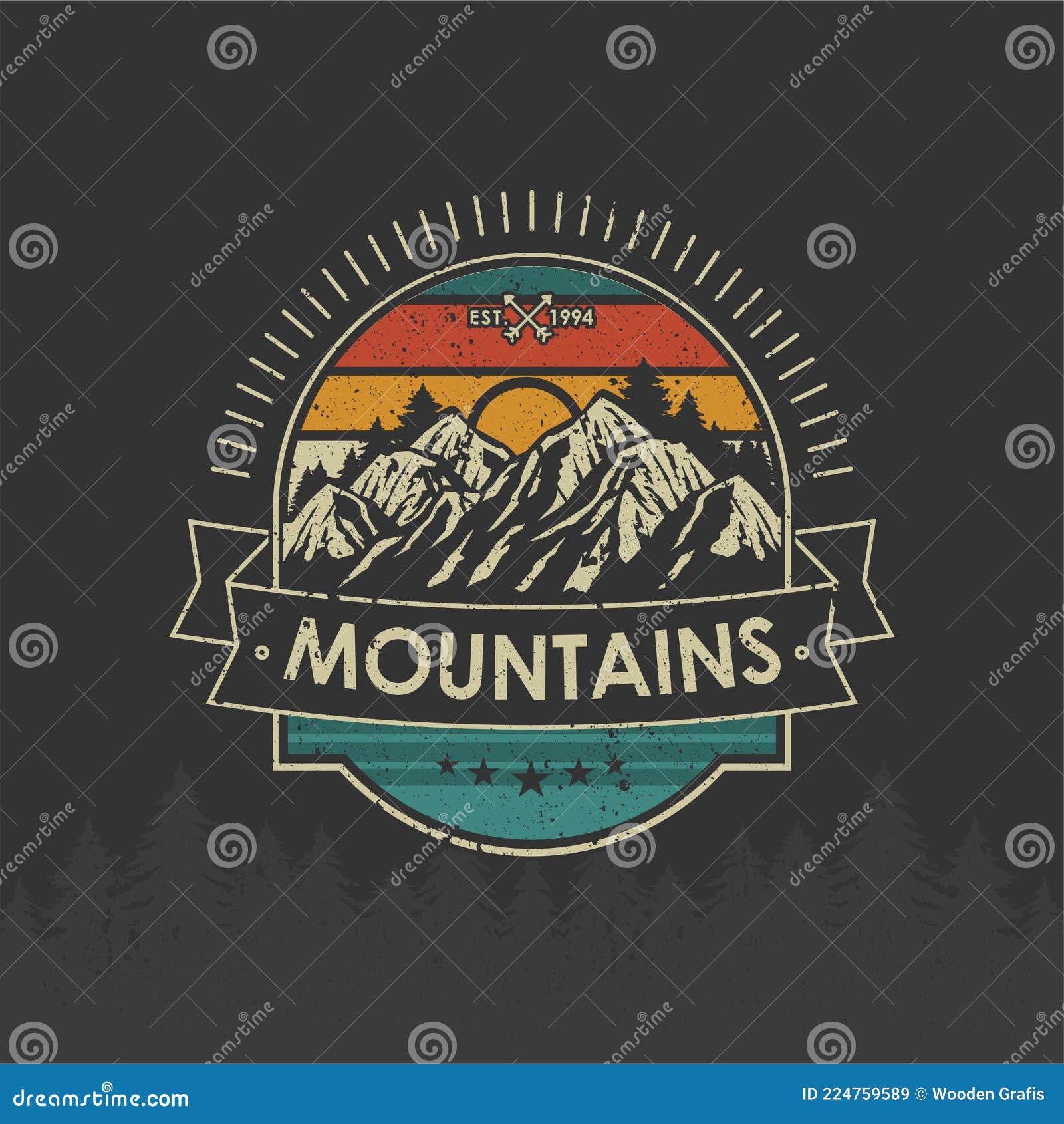 groei draagbaar Ontleden Vintage Retro Logo Badge Adventure and Outdoor Mountains for Sticker, T- shirt, Hat 3 Stock Vector - Illustration of graphic, forest: 224759589