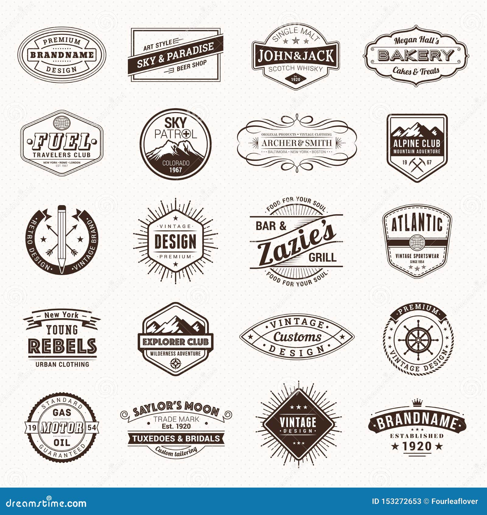 vintage retro logos labels .