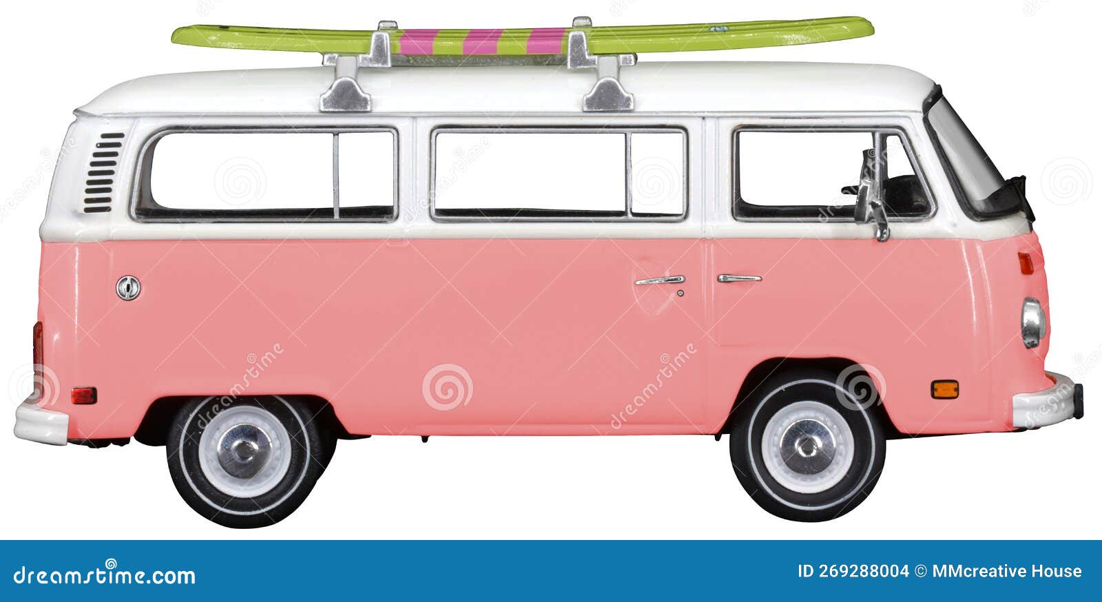 Vintage, Retro, Old-fashioned German Hippie Mini Camper Bus Van VW