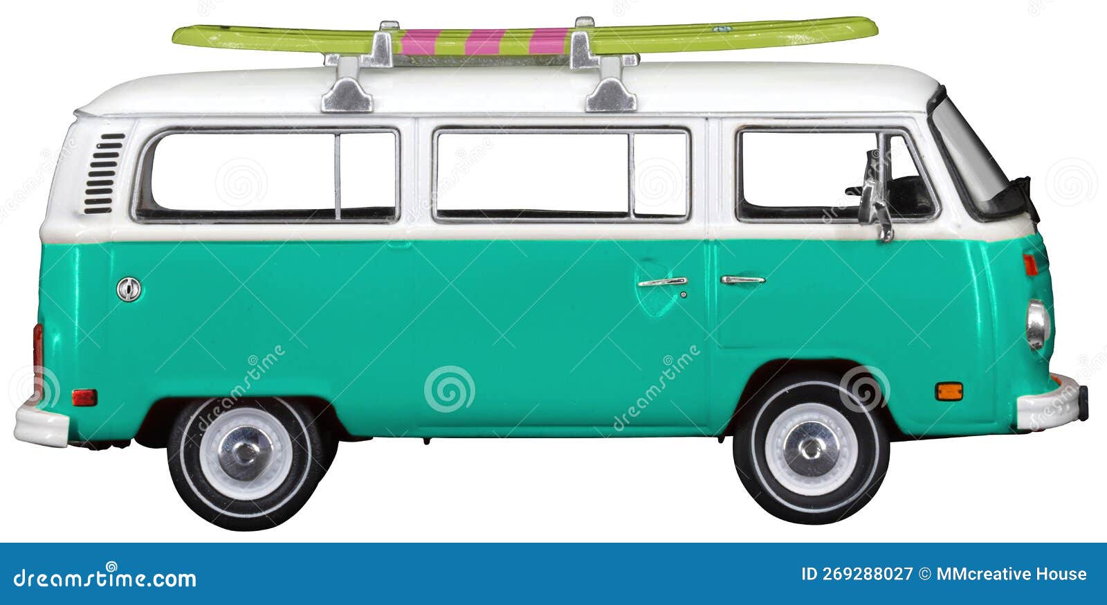 Vintage, Retro, Old-fashioned German Hippie Mini Camper Bus Van T1