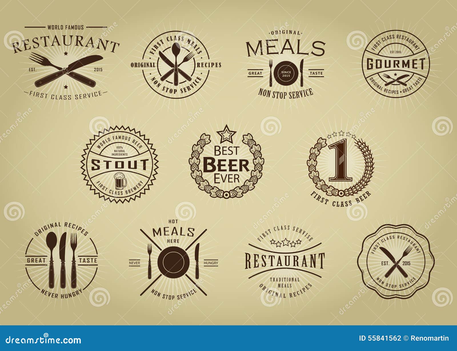 Vintage Retro Restaurant Beer Seals Stock Illustrations 2 Vintage