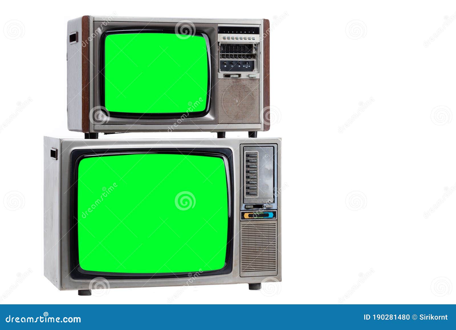 Television with Green Screen Stock Photo - Image of electrical ...