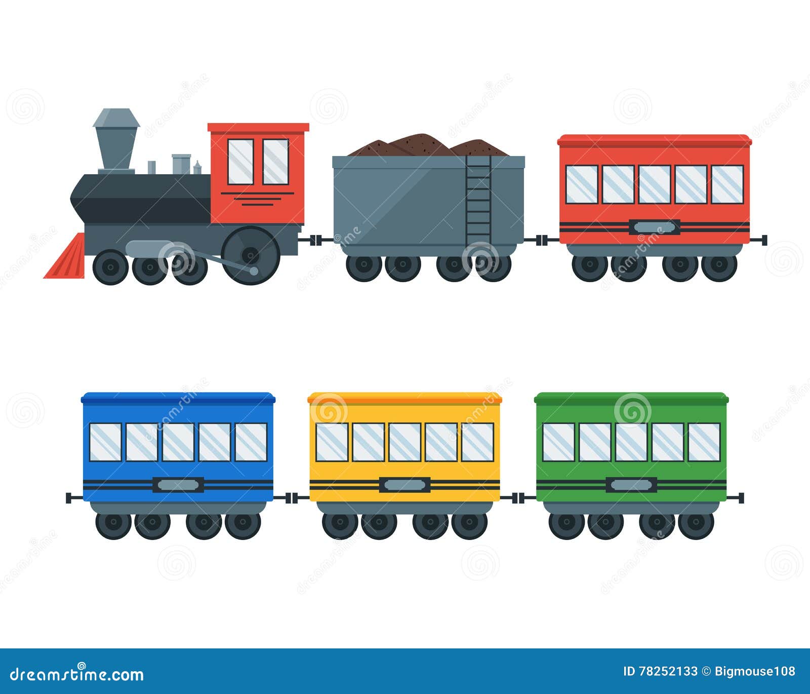 Toy Train. Vector Illustration Eps 10 Isolated On White 