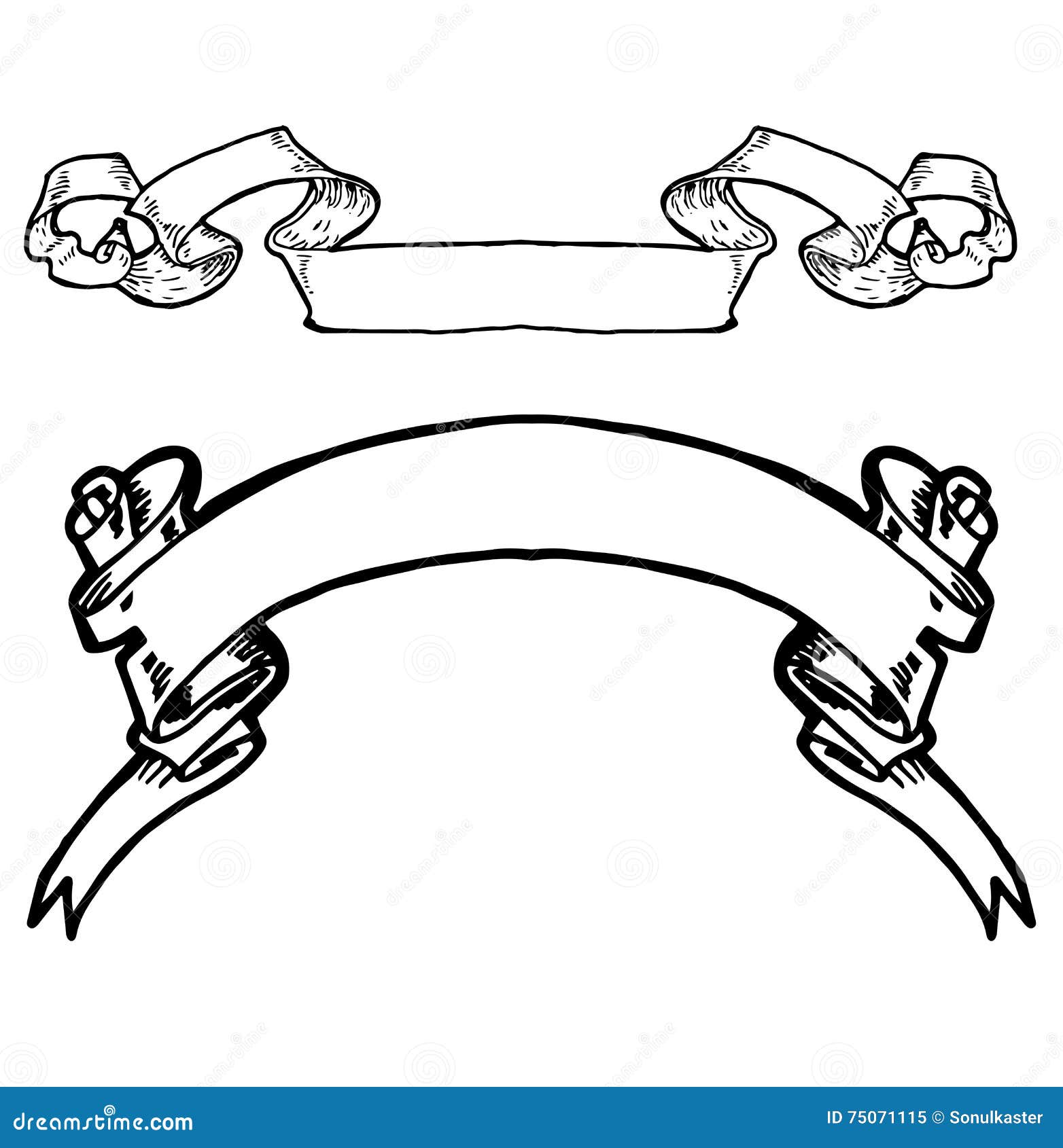 Download Vintage Ribbon Banners, Hand Drawn Set. Stock Vector ...