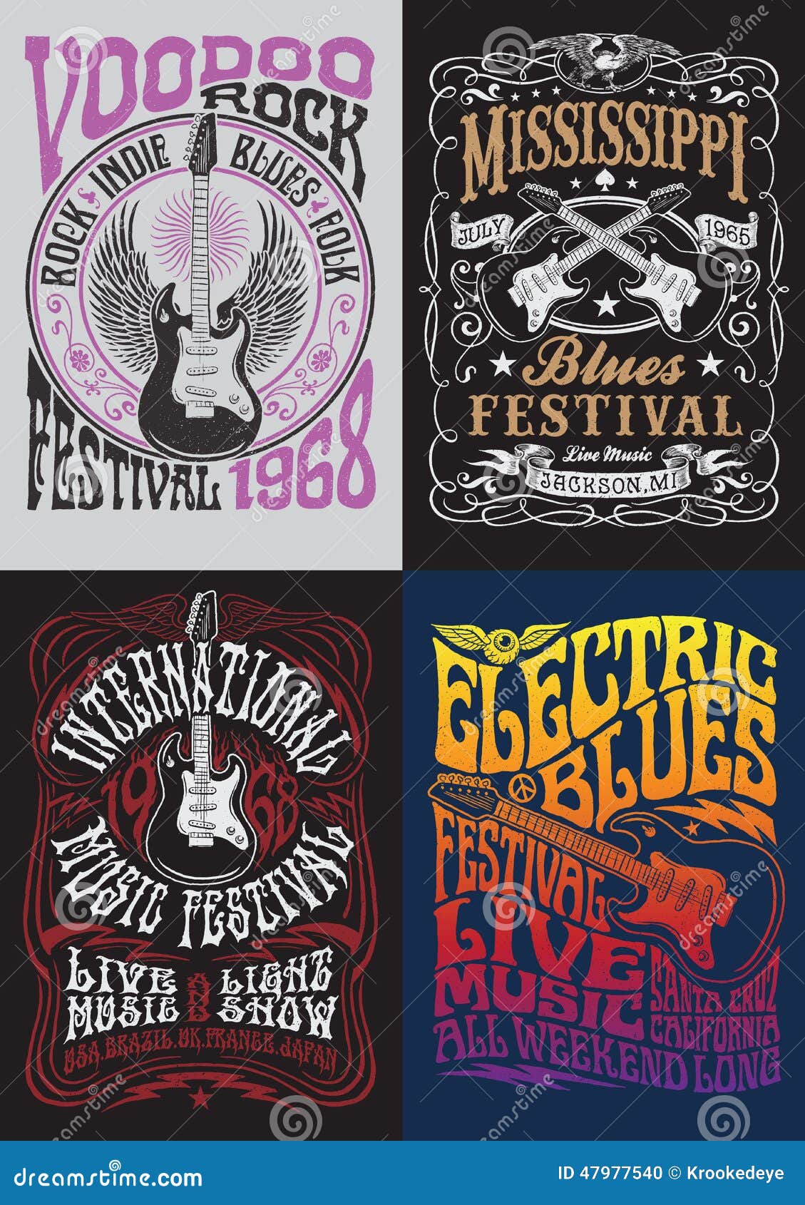 vintage rock poster t-shirt  set