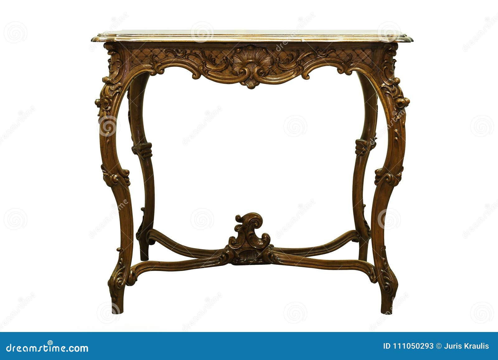 Vintage Small Hard Wood Table Isolated on White Stock Image Image of