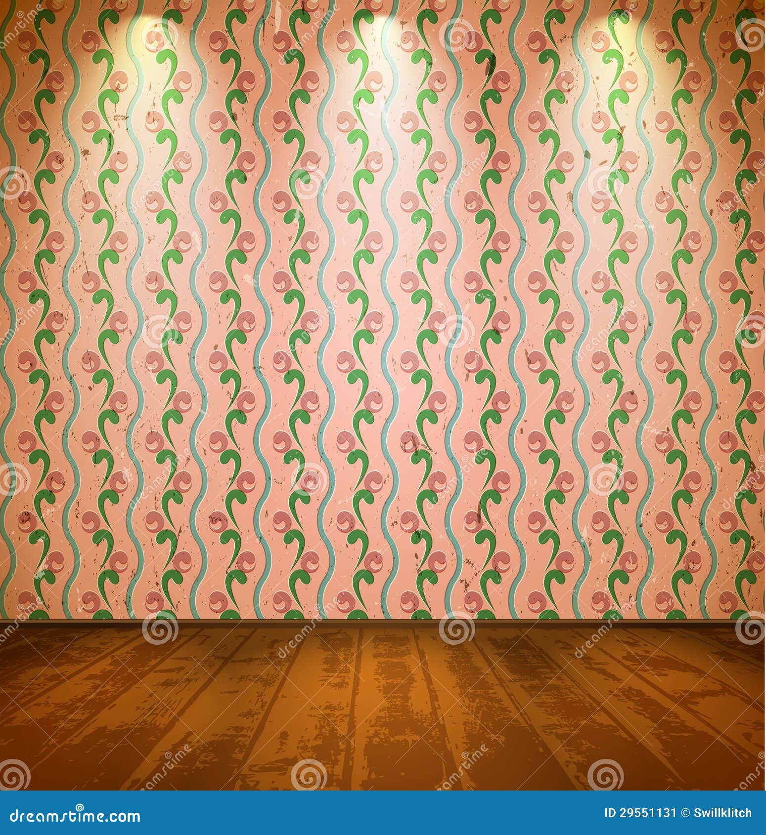 Vintage Room with Floral Wallpaper Stock Vector Illustration of background, empty 29551131