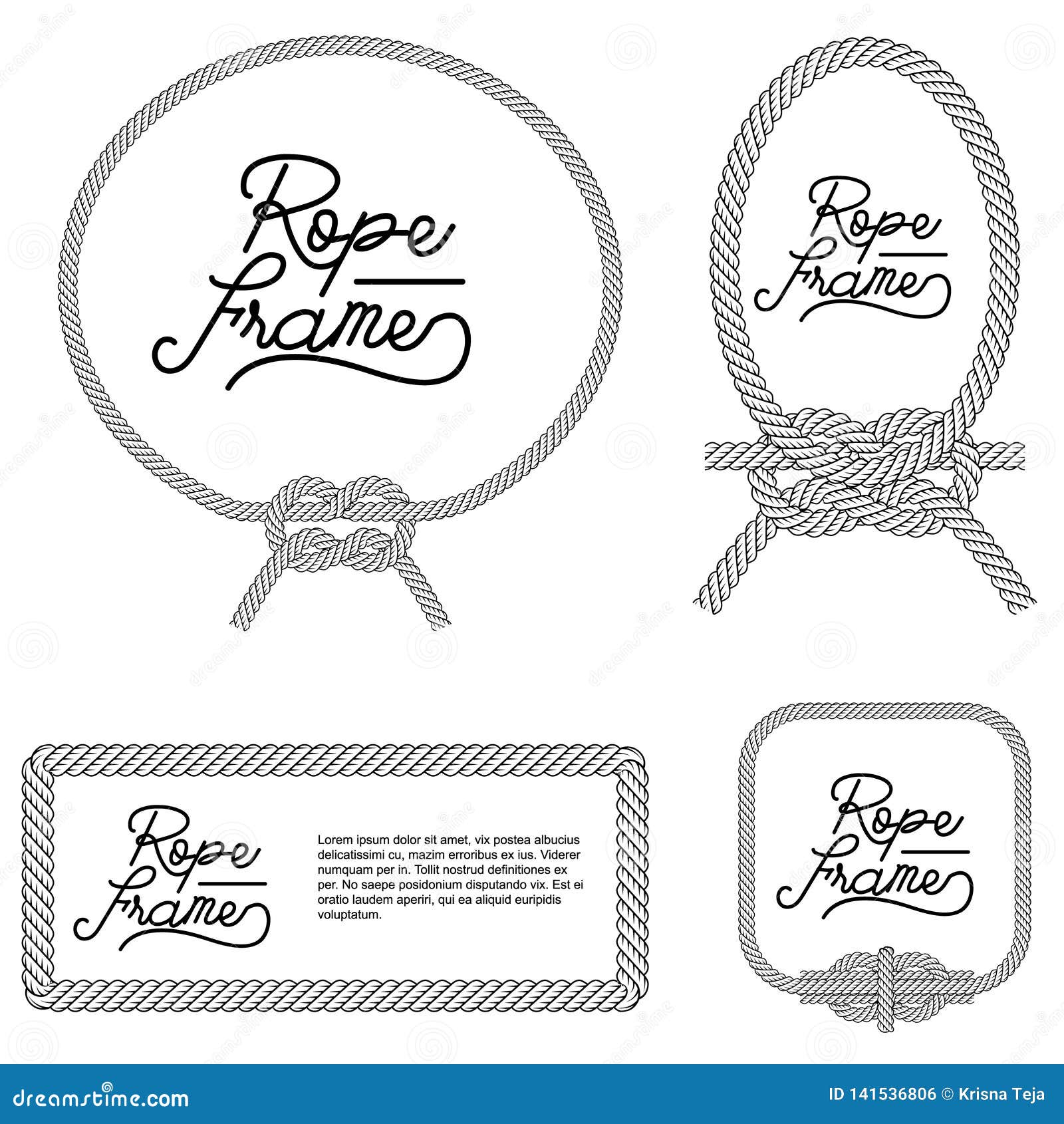 Vintage Rope Border Frame in Vector Stock Vector - Illustration of placard,  rope: 141536806