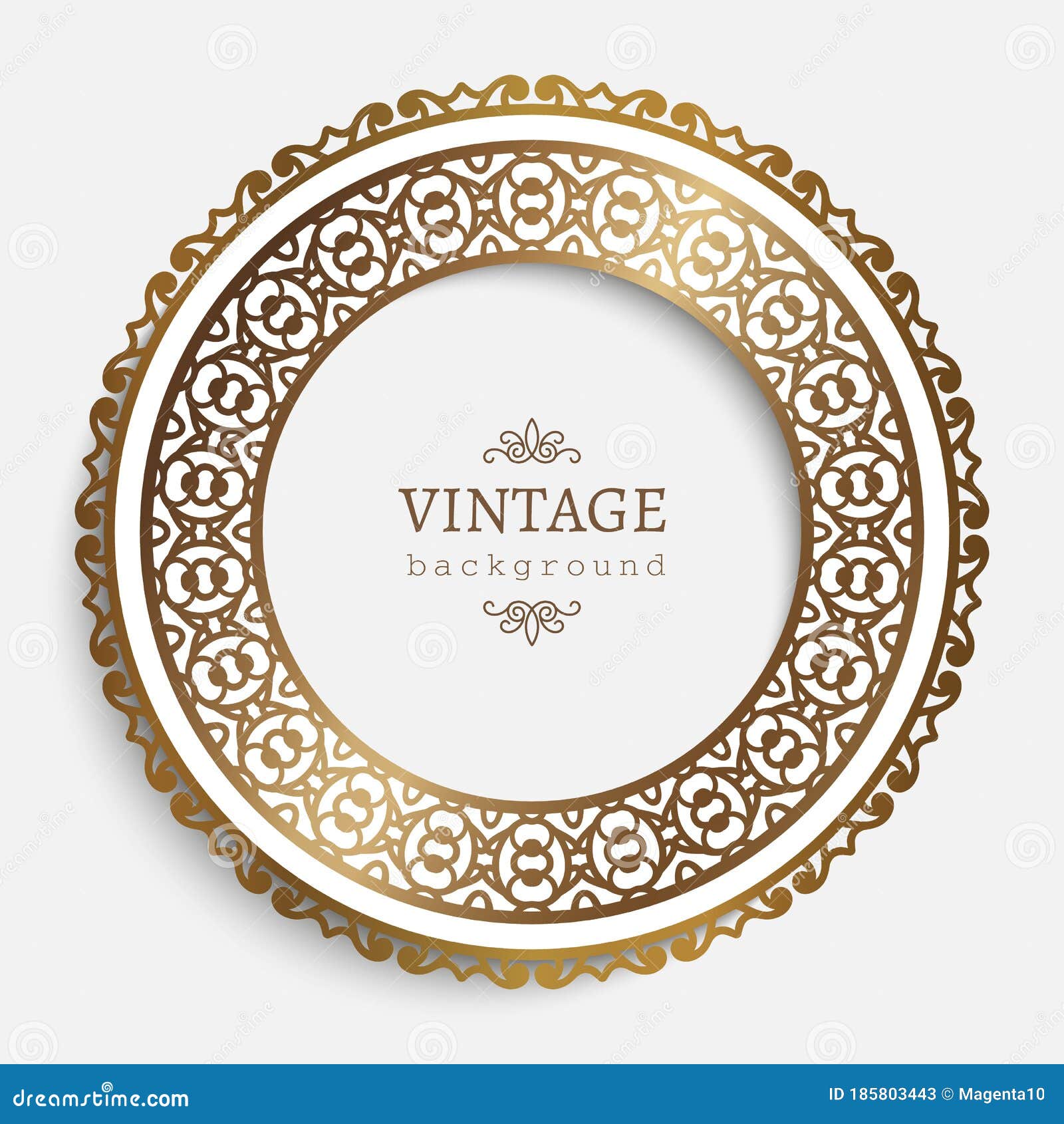 Vintage Round Frame with Gold Border Pattern Stock Vector - Illustration of  cutout, decor: 185803443