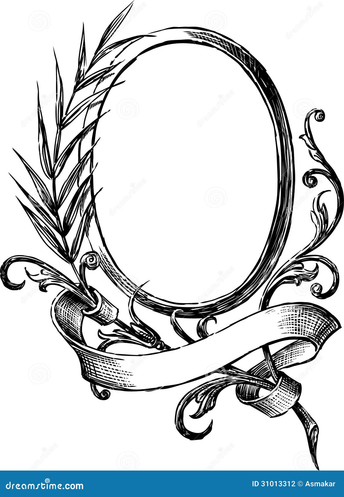 vintage round frame vector drawing decorative old fashioned style 31013312