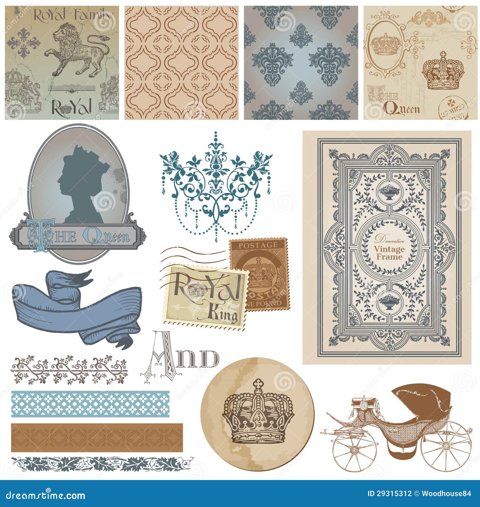 Vintage Royalty Set stock vector. Illustration of invitation 29315312